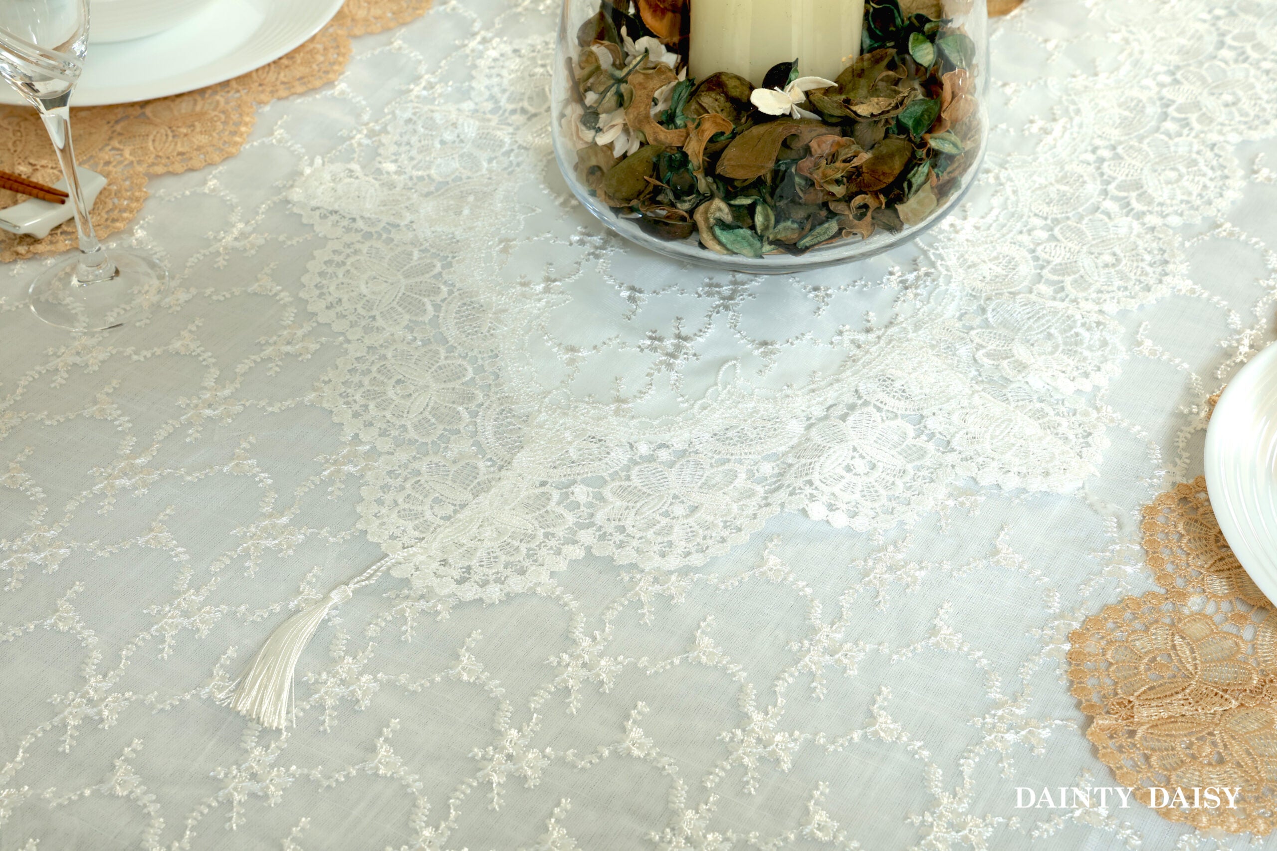 Phantom White Table Cloth 60"X120"