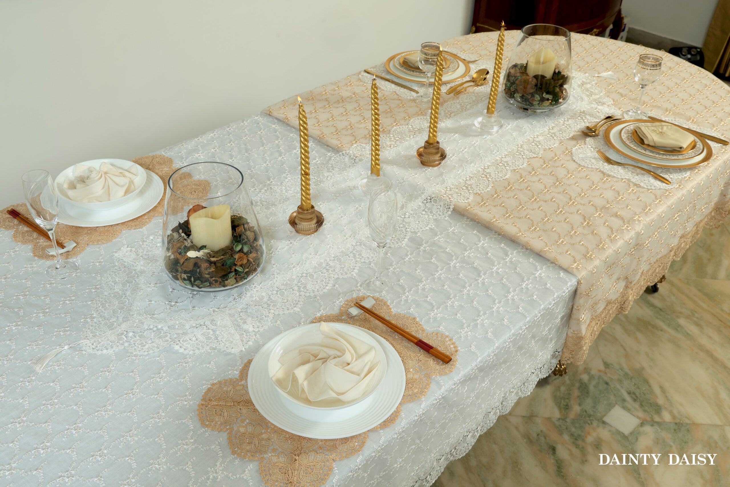 Phantom White Table Cloth 60"X120"