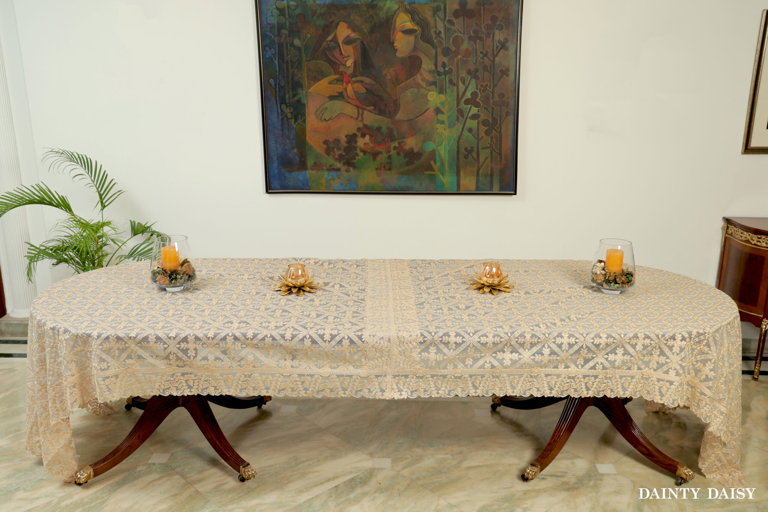 Evergreen Beige Table Cloth 58"X168"