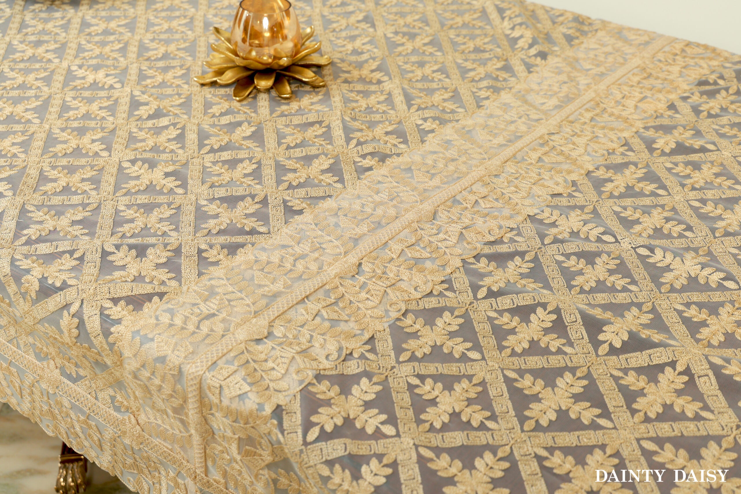 Evergreen Beige Table Cloth 58"X168"