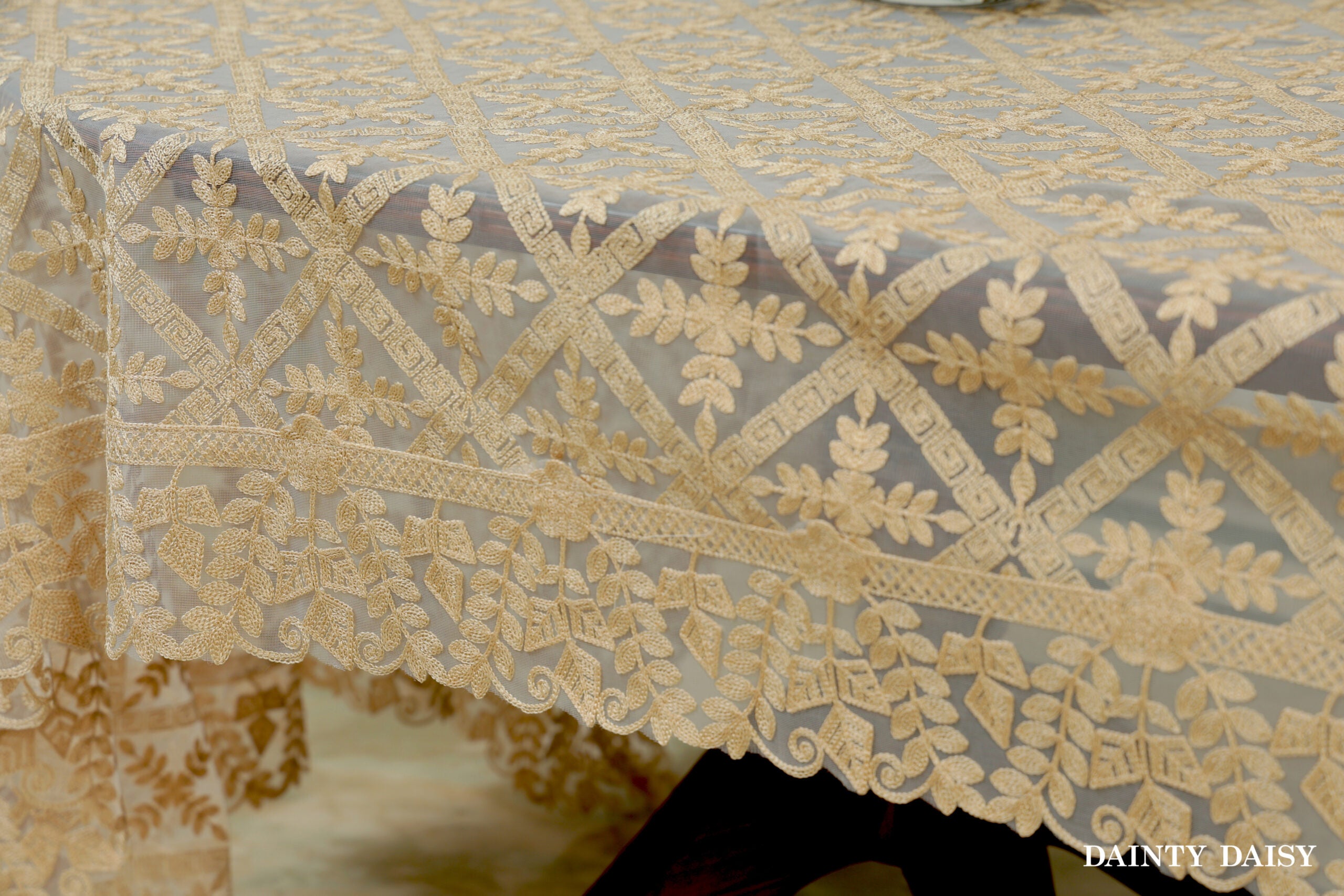 Evergreen Beige Table Cloth 58"X168"