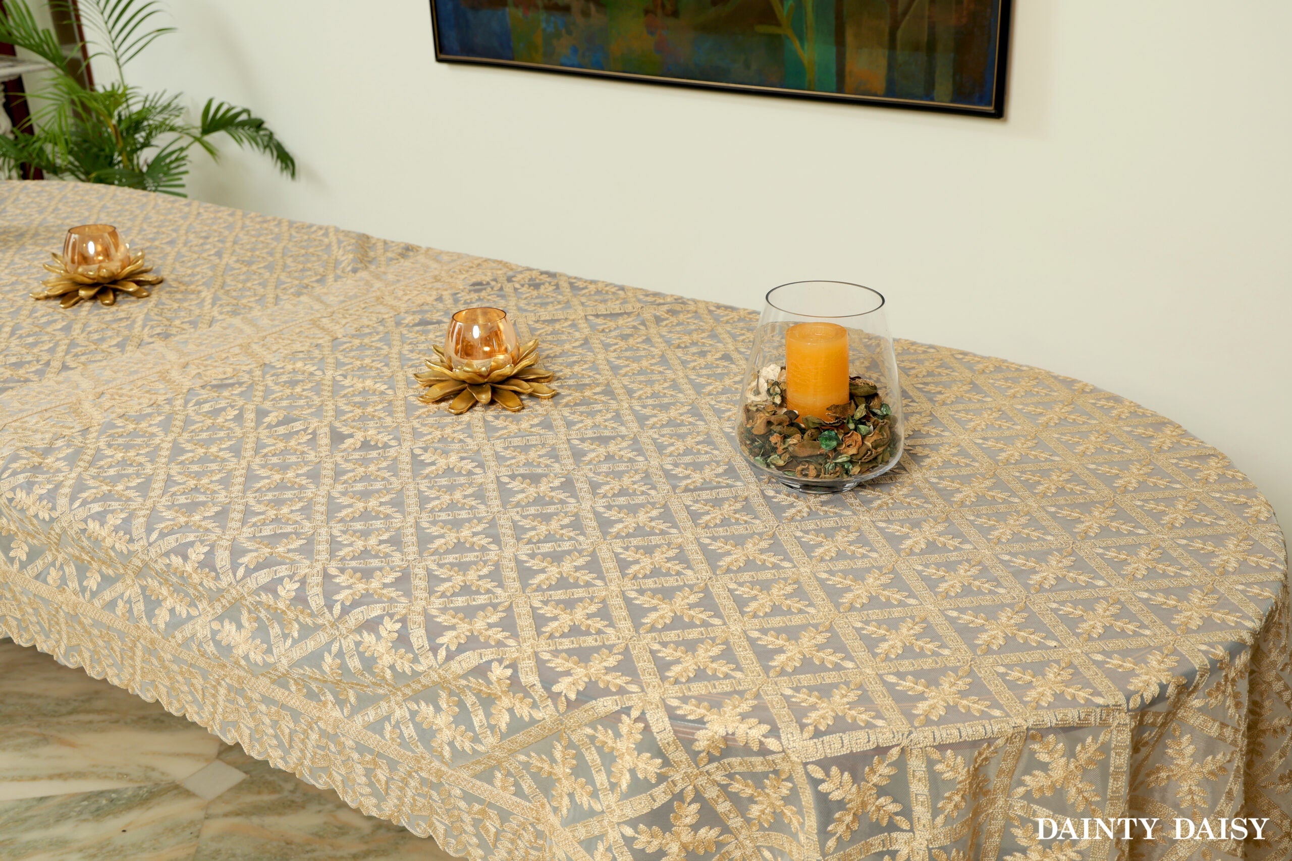 Evergreen Beige Table Cloth 58"X168"