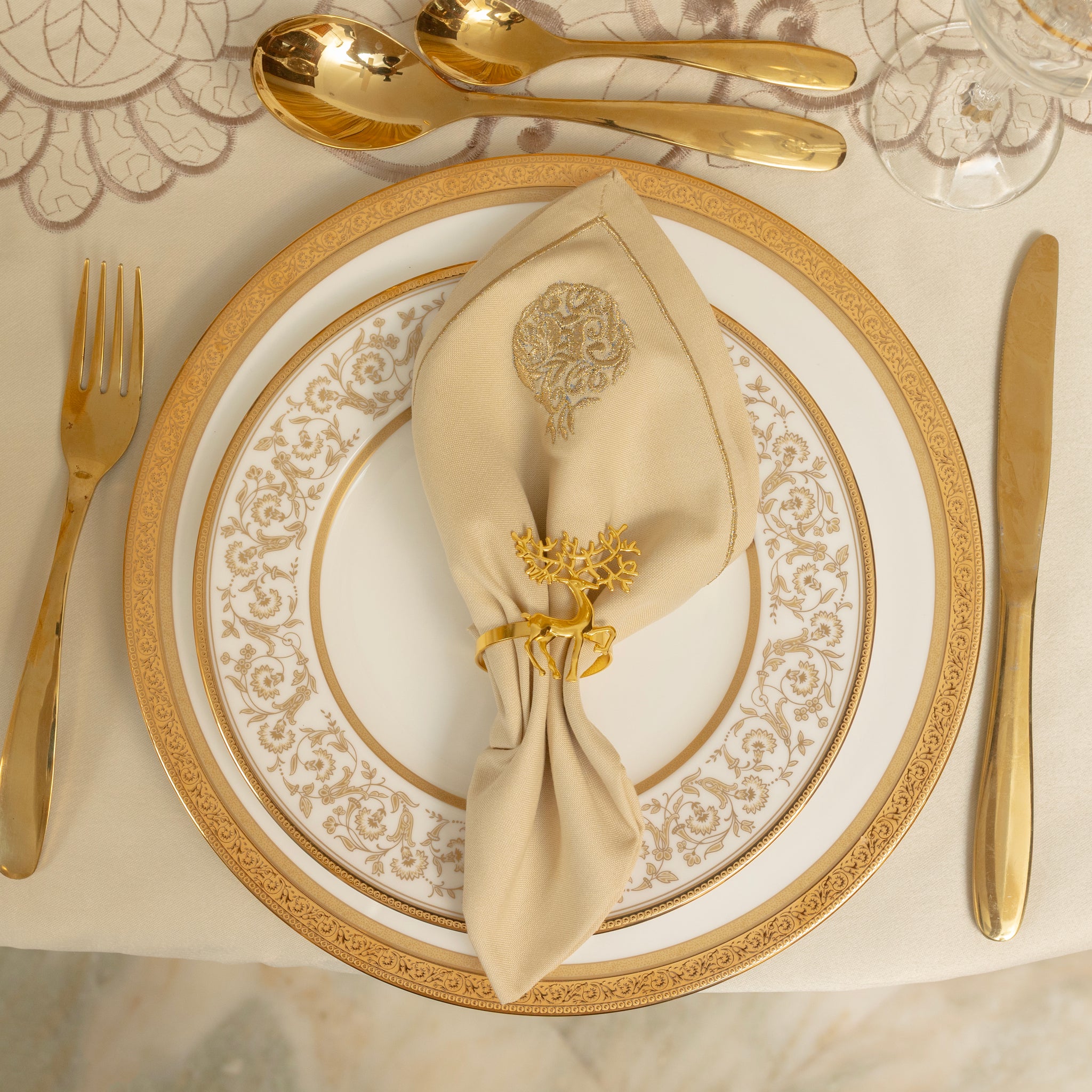 Gold Reindeer Napkin Rings