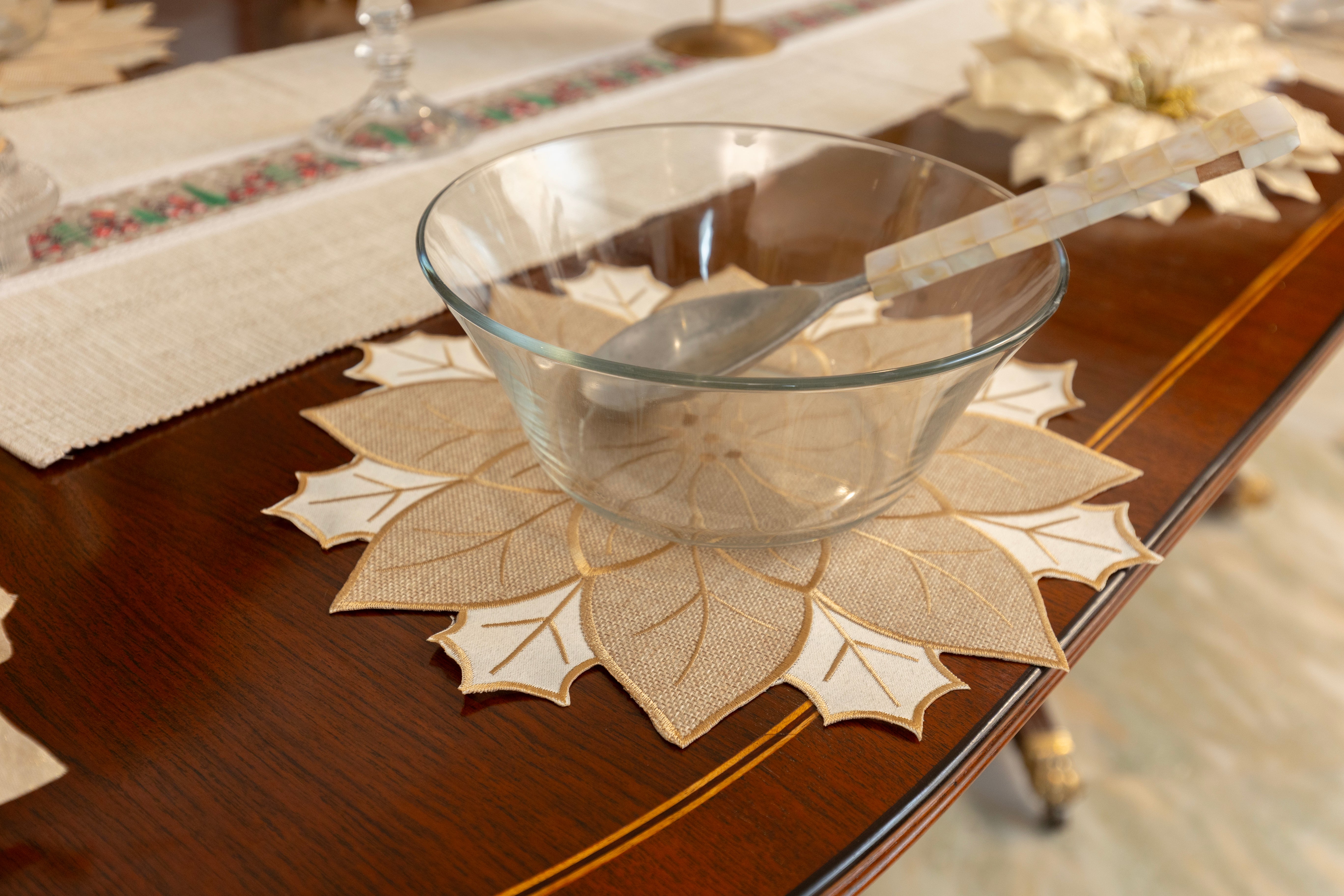 Cream & Beige Poinsettia Place Mats