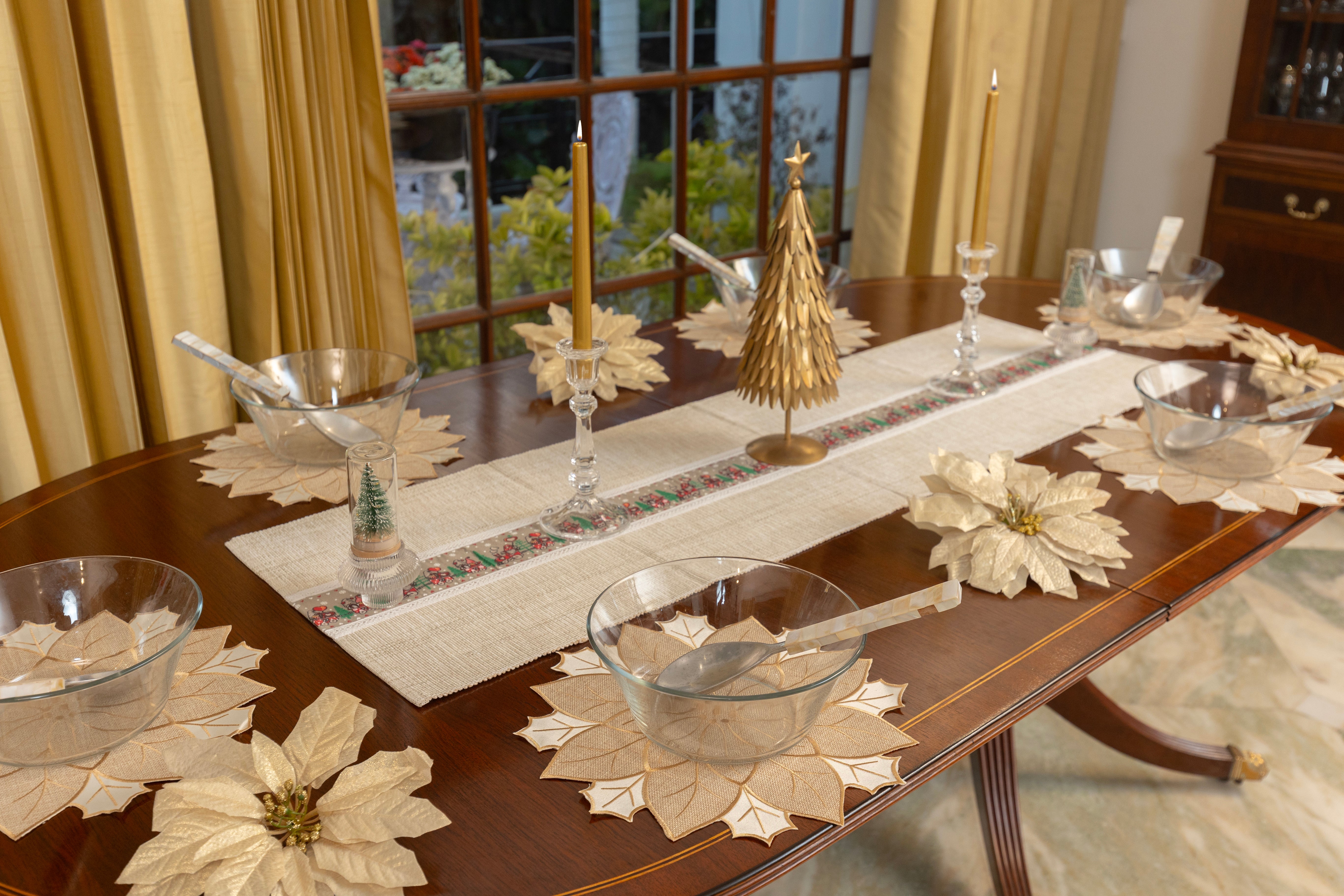 Cream & Beige Poinsettia Place Mats