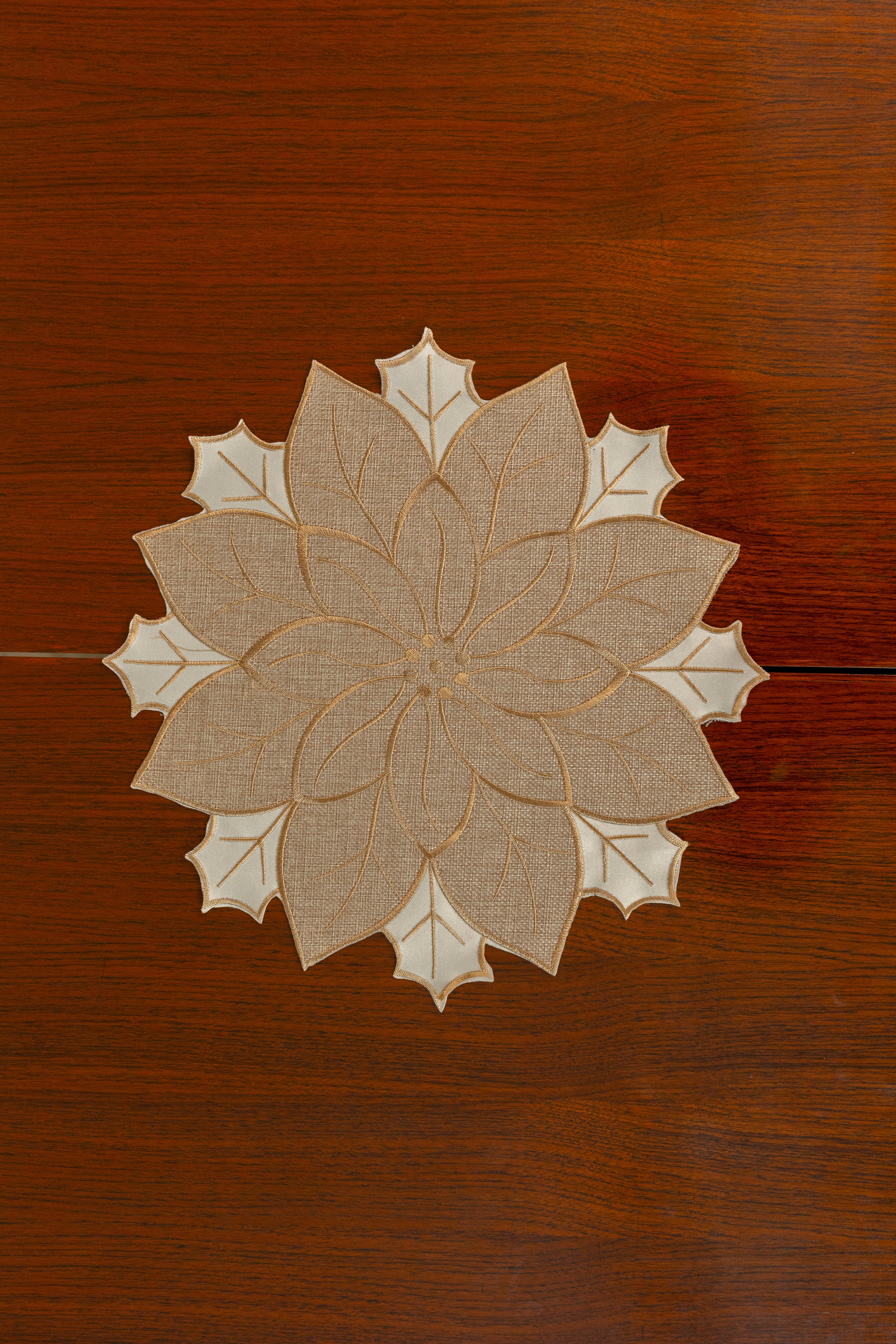 Cream & Beige Poinsettia Place Mats