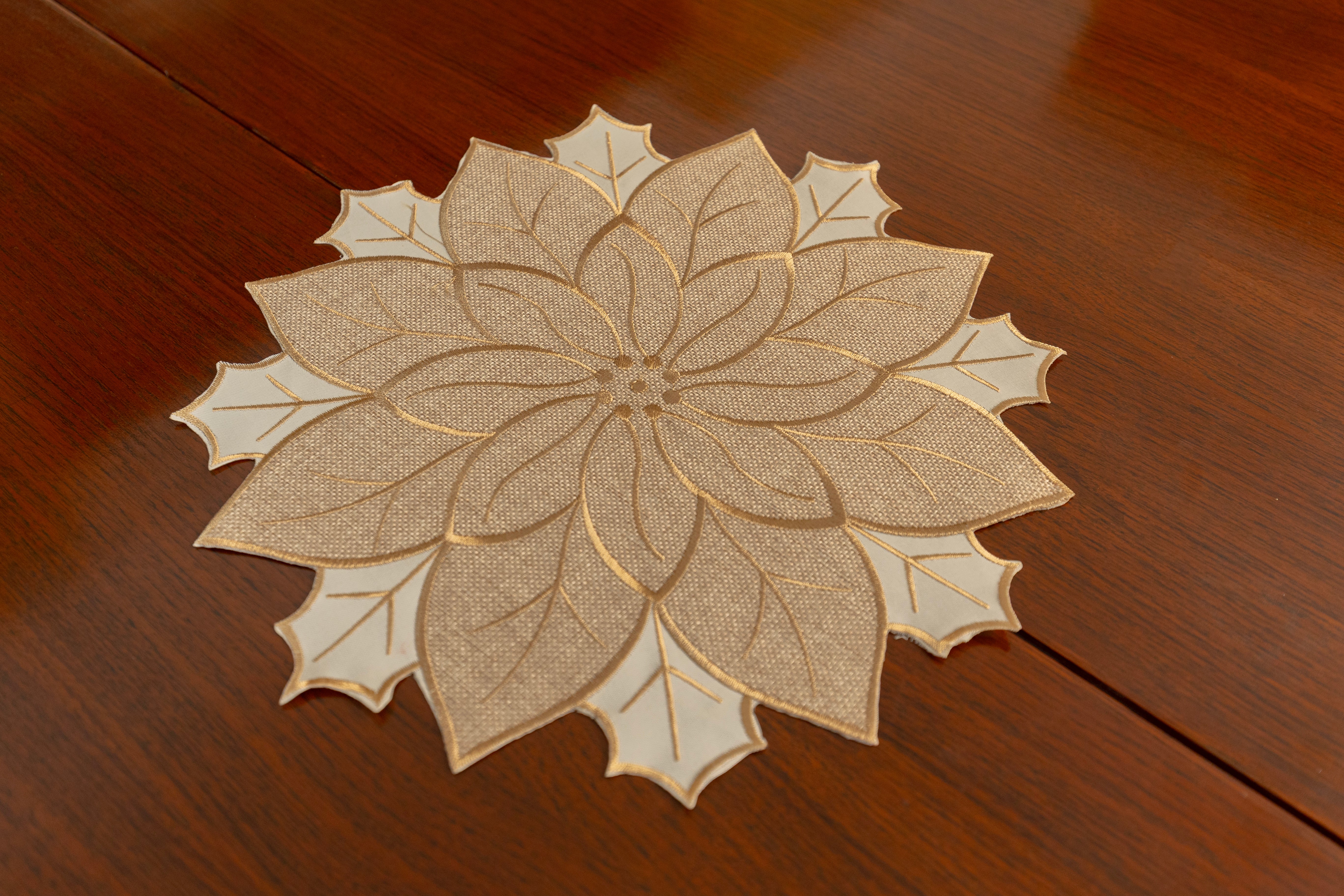 Cream & Beige Poinsettia Place Mats