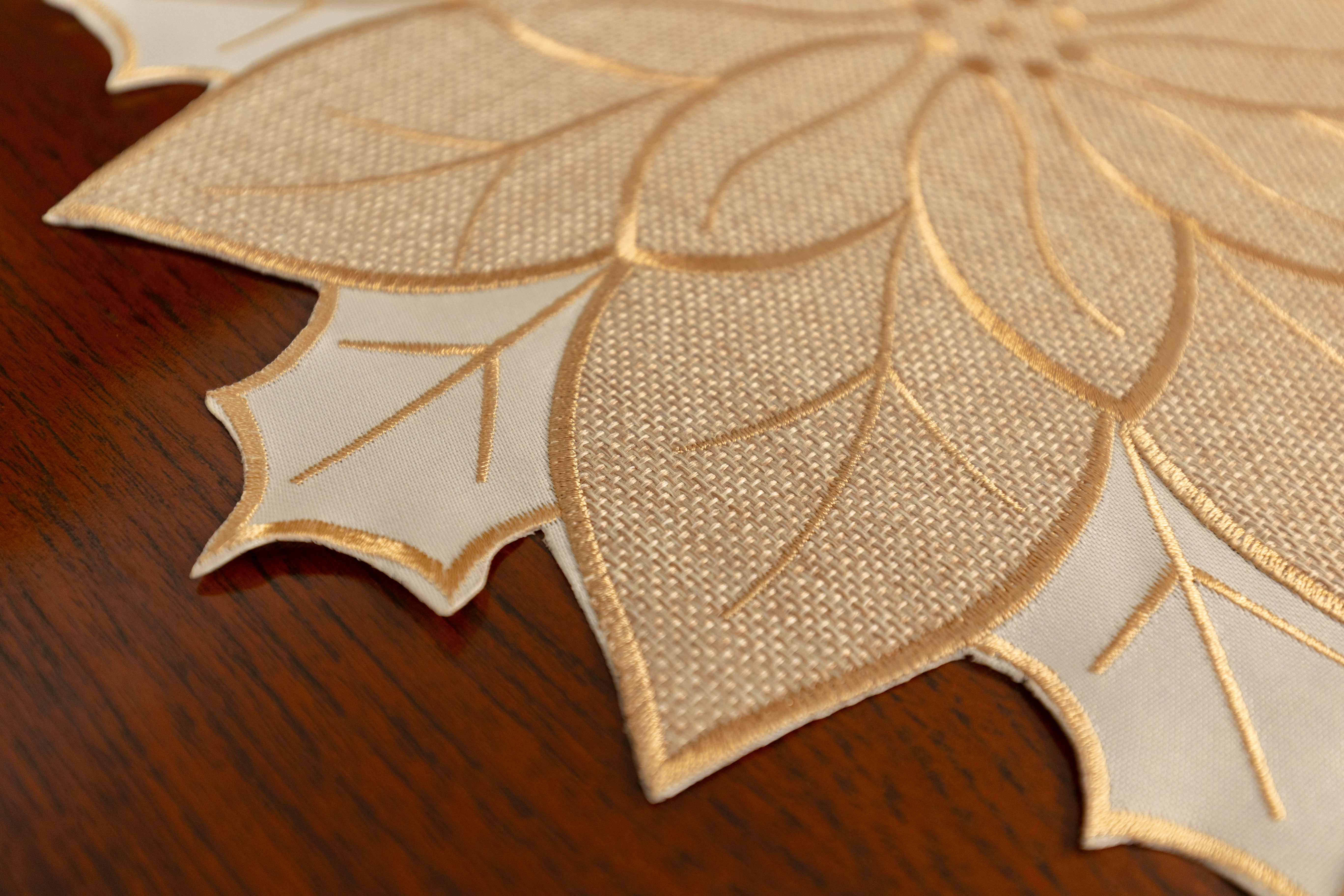 Cream & Beige Poinsettia Place Mats