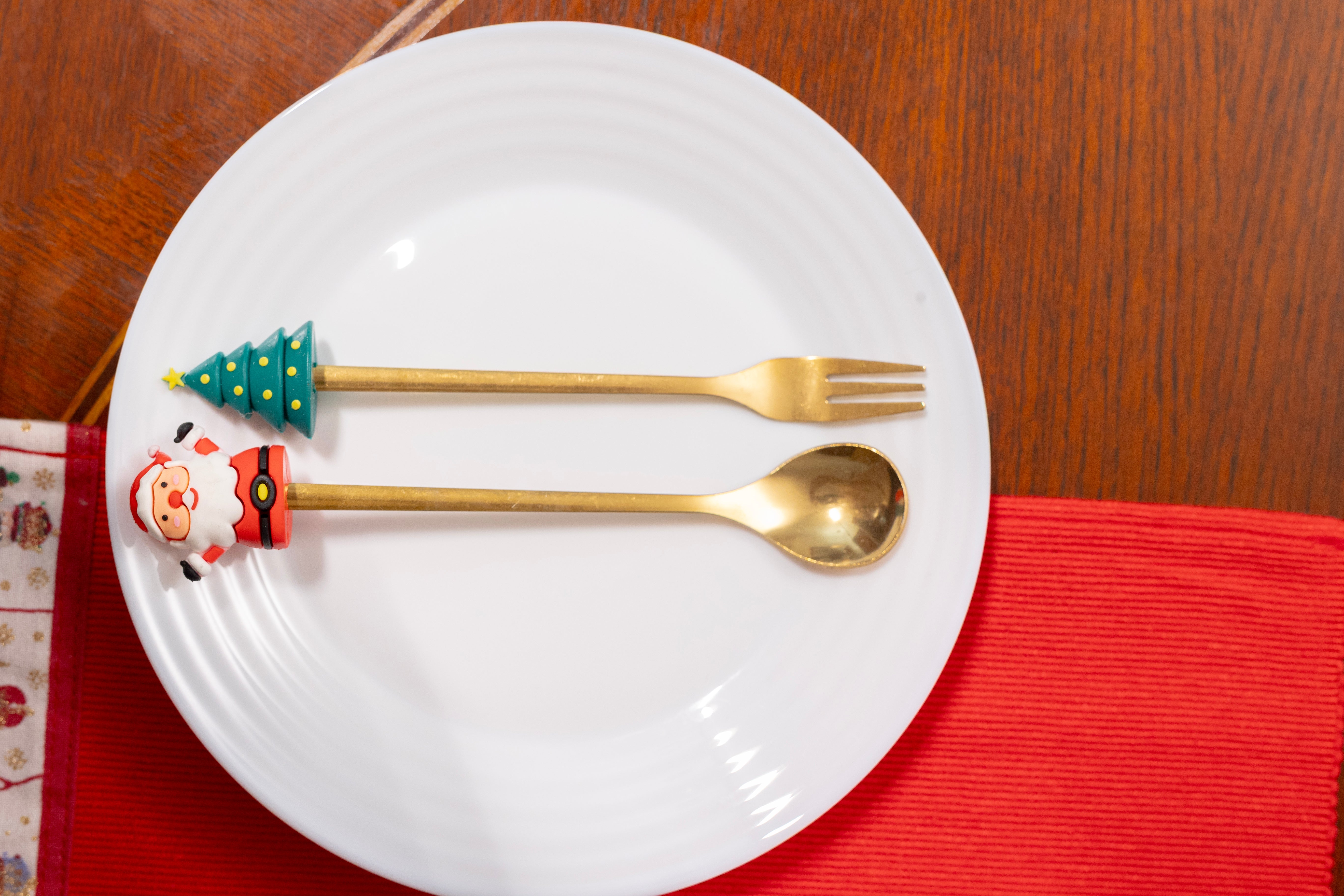Santa and X'Mas Tree Set of Fork & Spoon
