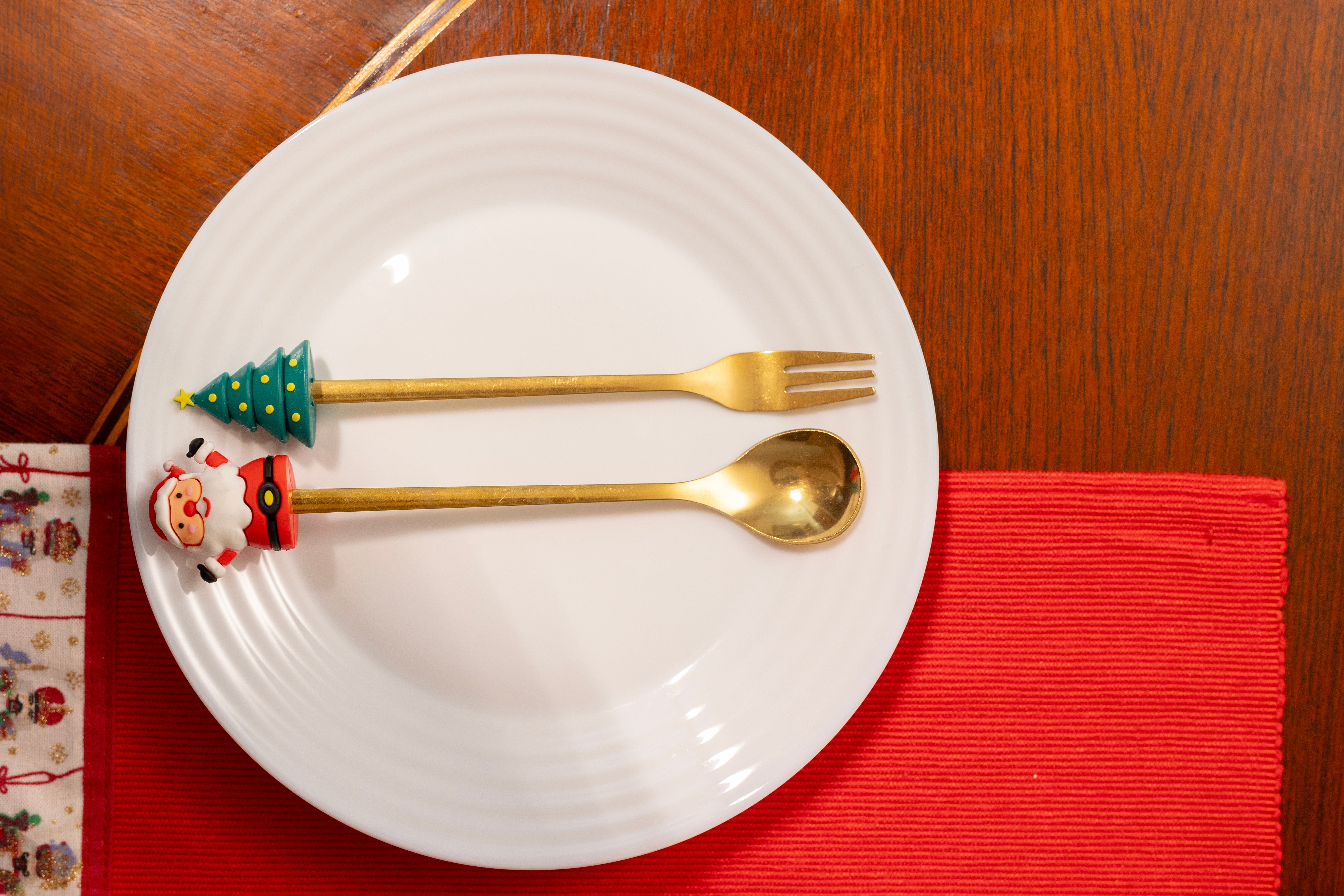 Santa and X'Mas Tree Set of Fork & Spoon