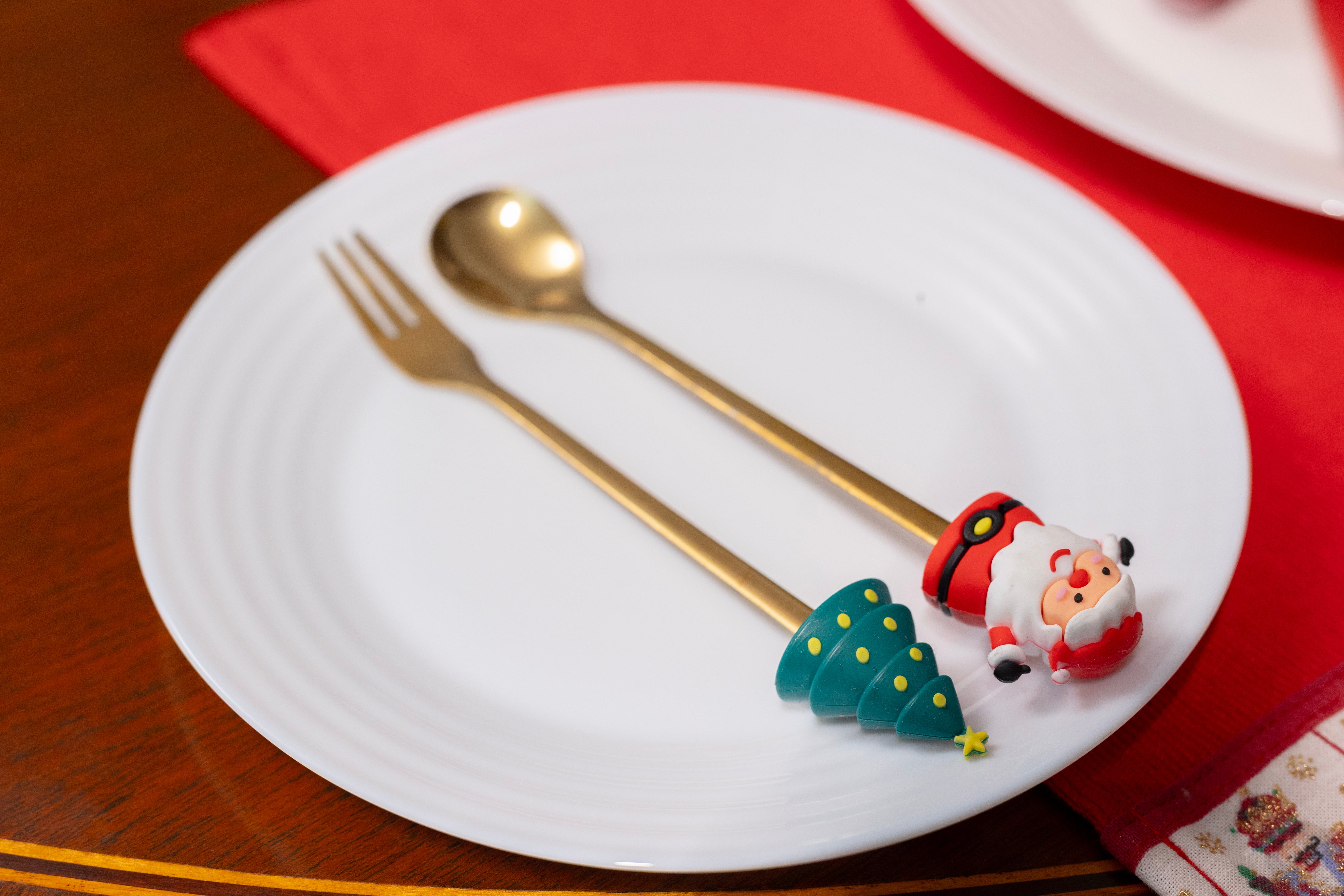 Santa and X'Mas Tree Set of Fork & Spoon