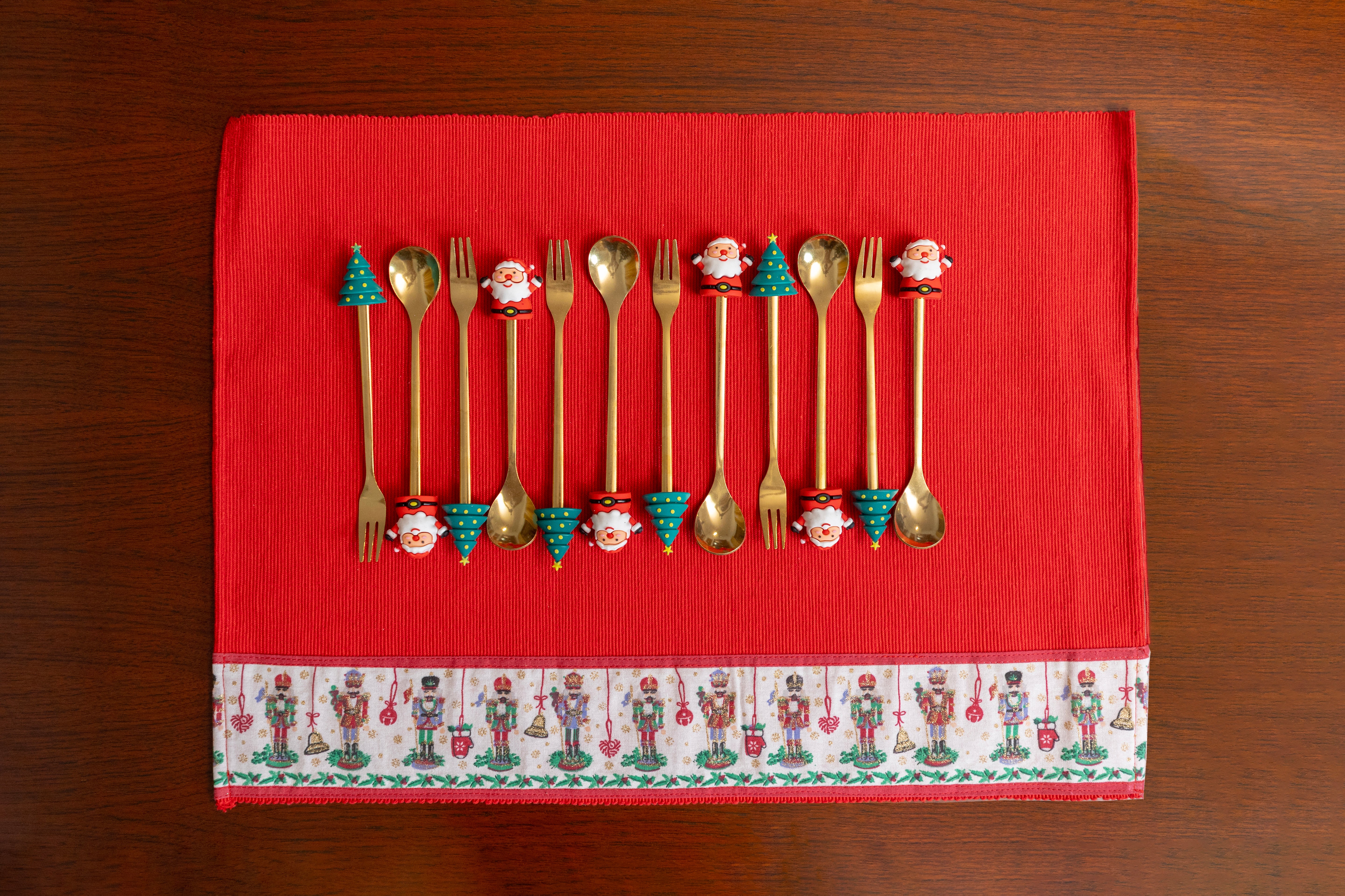 Santa and X'Mas Tree Set of Fork & Spoon
