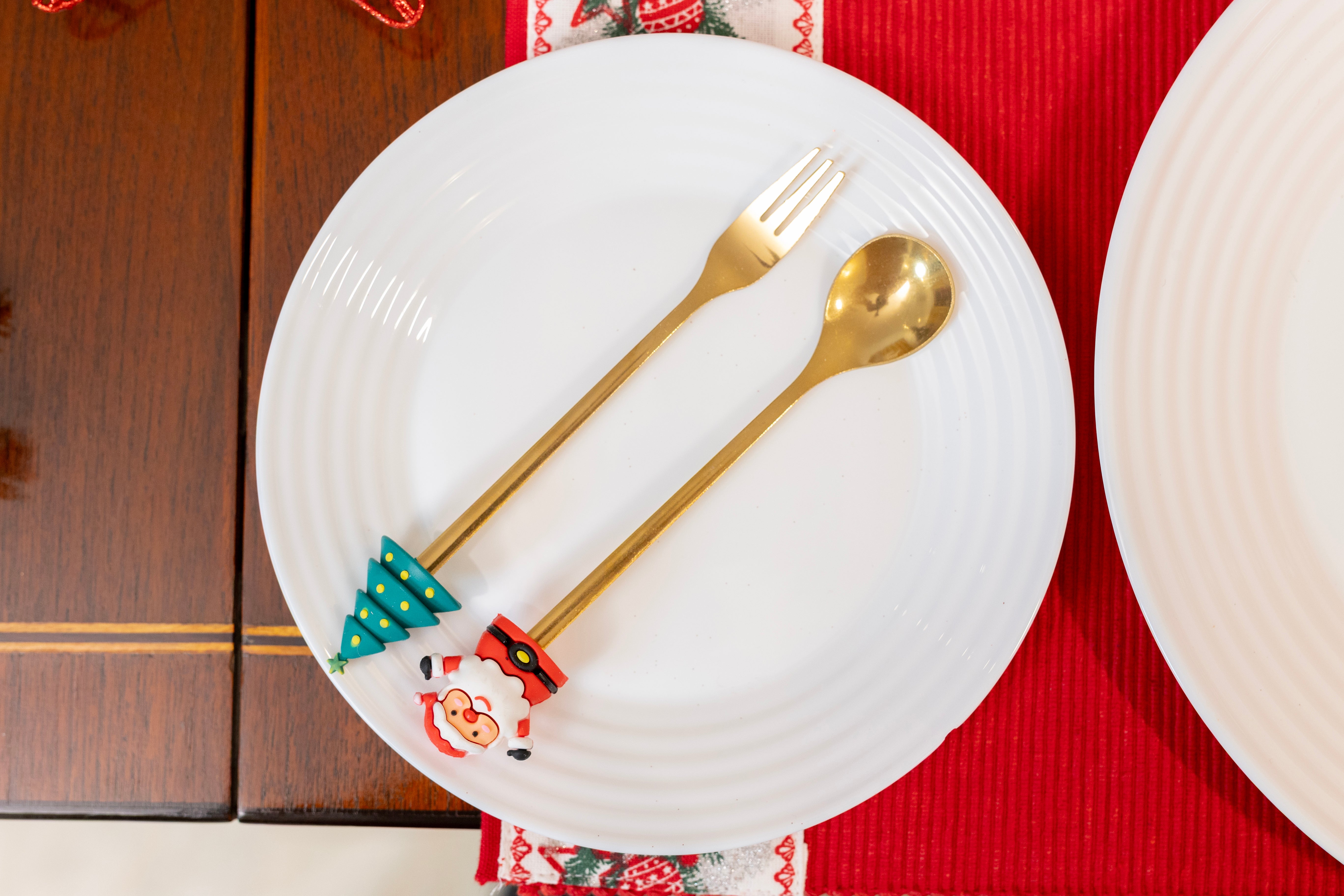 Santa and X'Mas Tree Set of Fork & Spoon