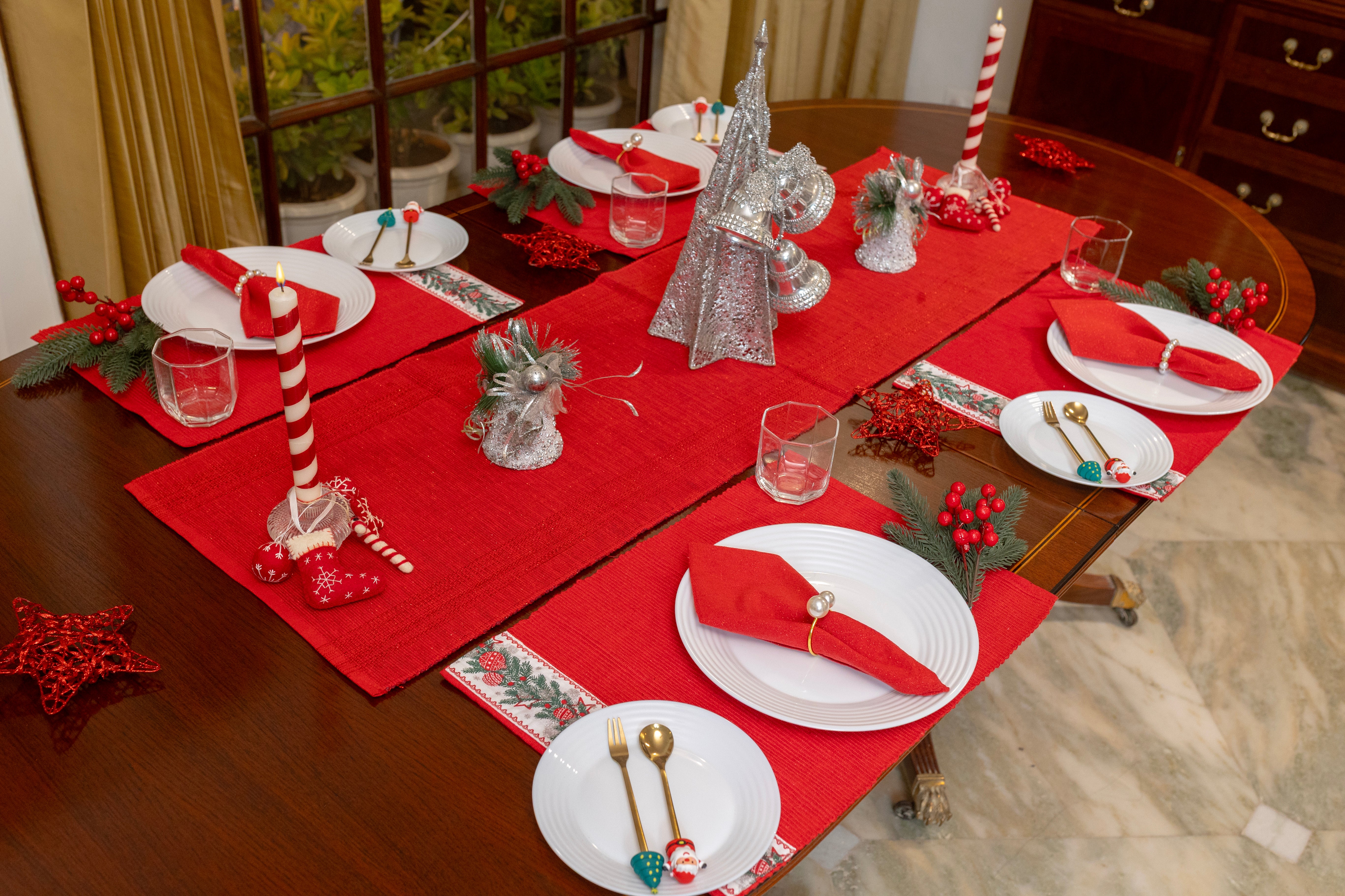 Santa and X'Mas Tree Set of Fork & Spoon