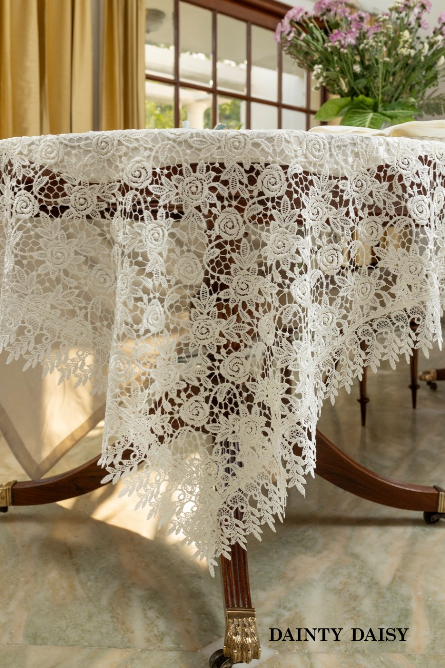 Bed of Roses (White) Table Cloth 60"X90"