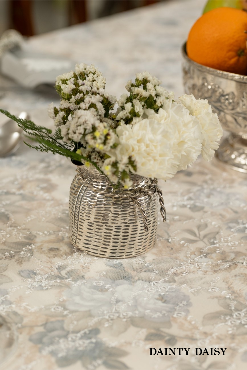 Rosebud (Grey) Table Cloth 60"X90"