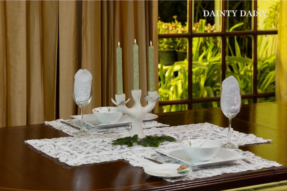 Evergreen White Table Runner 3 Feet