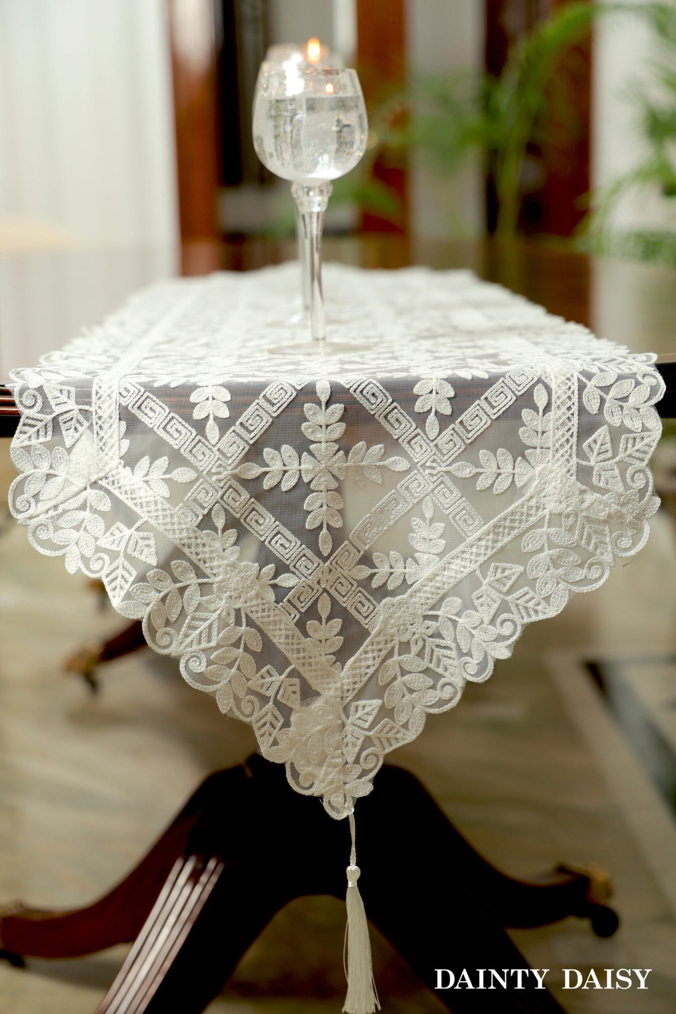 Evergreen White Table Runner 6 Feet