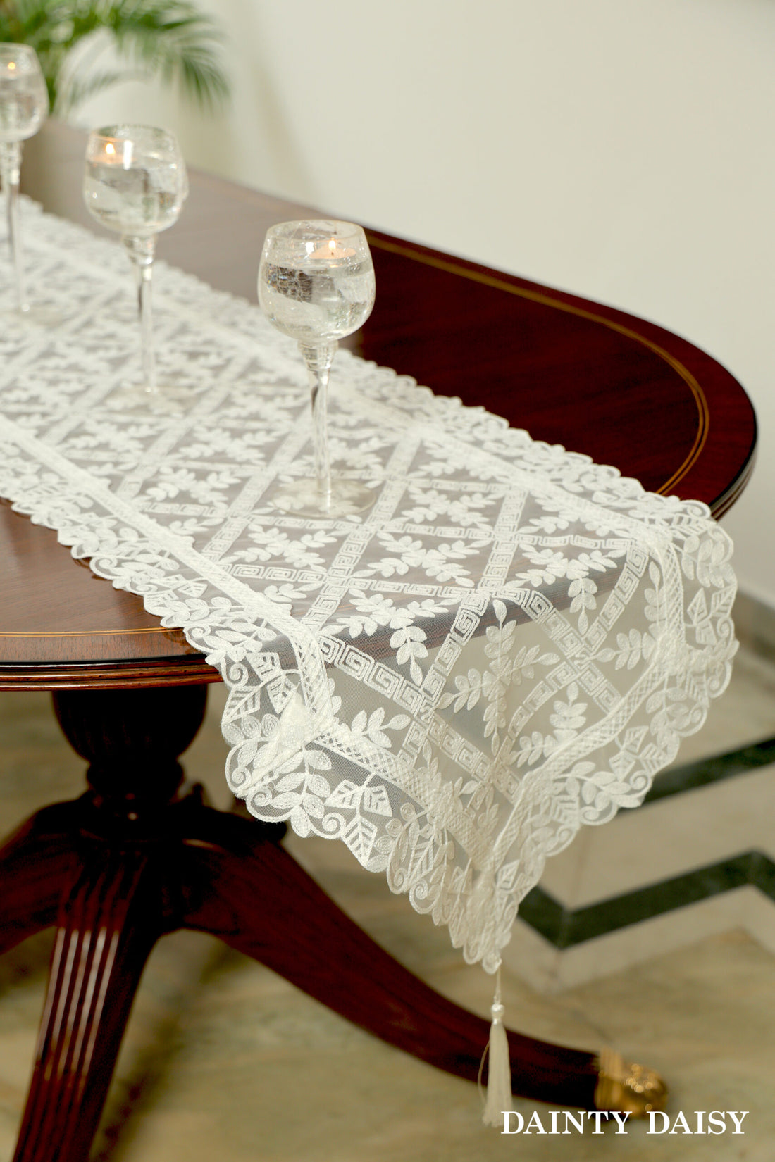 Evergreen White Table Runner 6 Feet