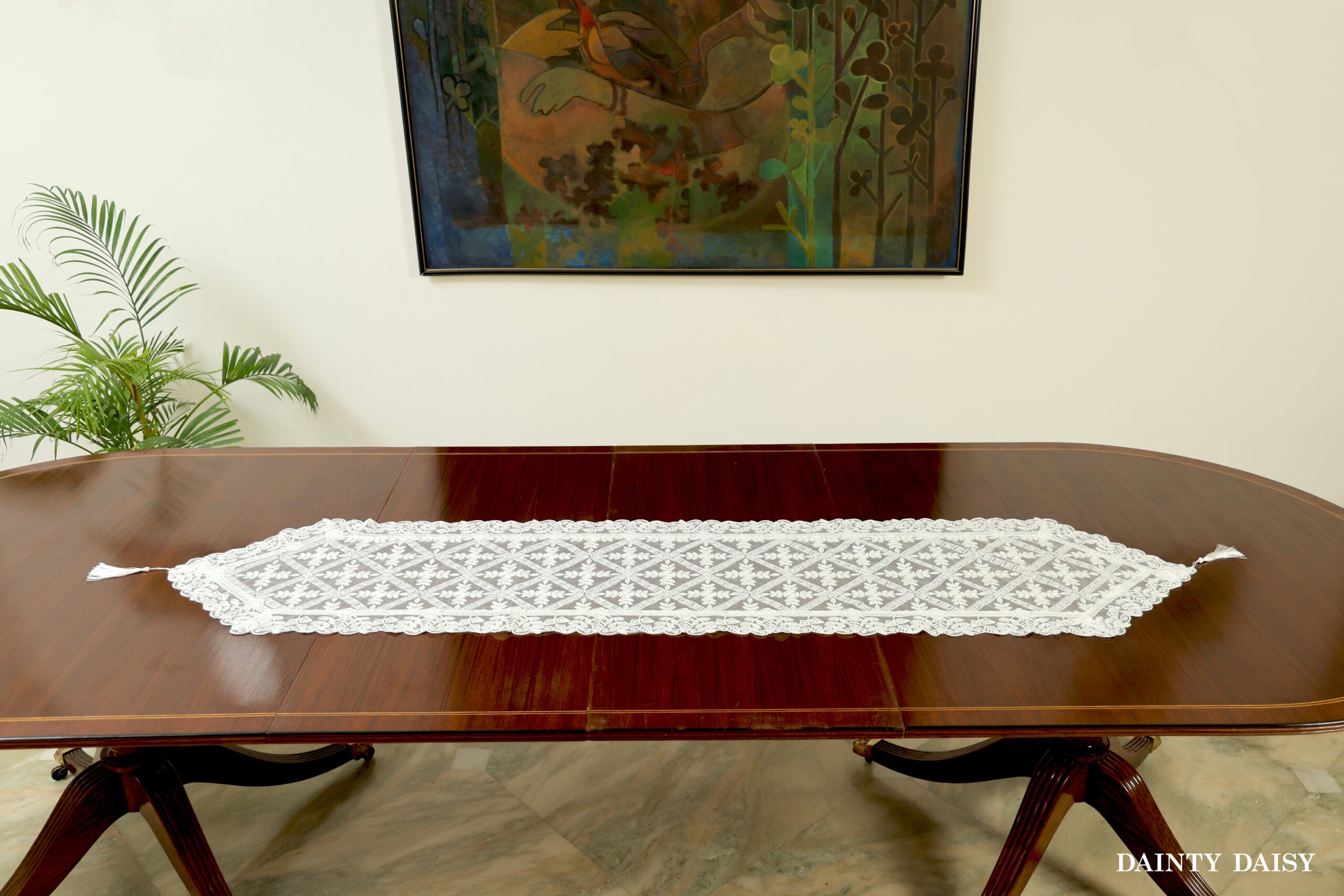 Evergreen White Table Runner 6 Feet