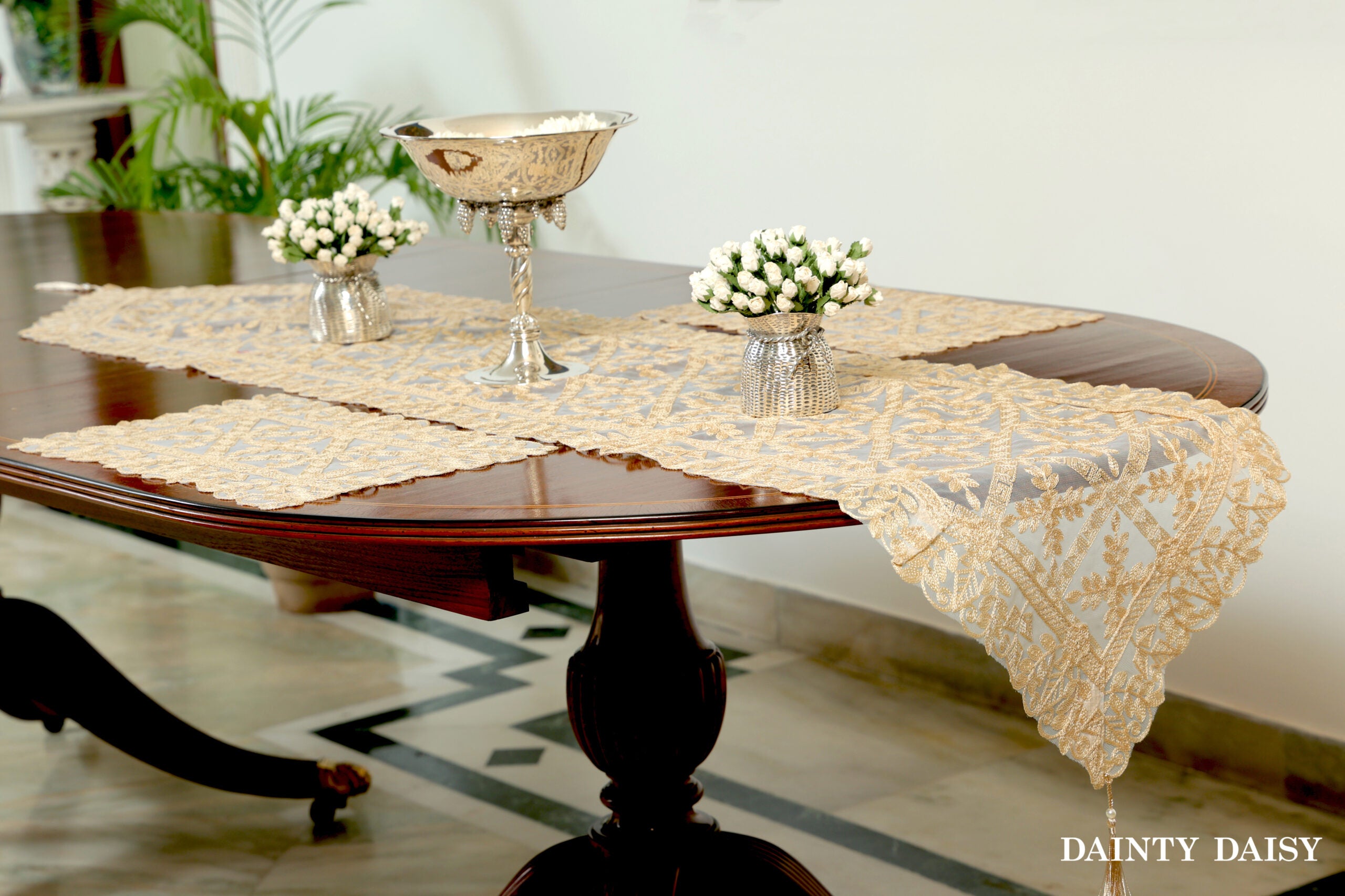 Evergreen Beige Table Runner 6 Feet