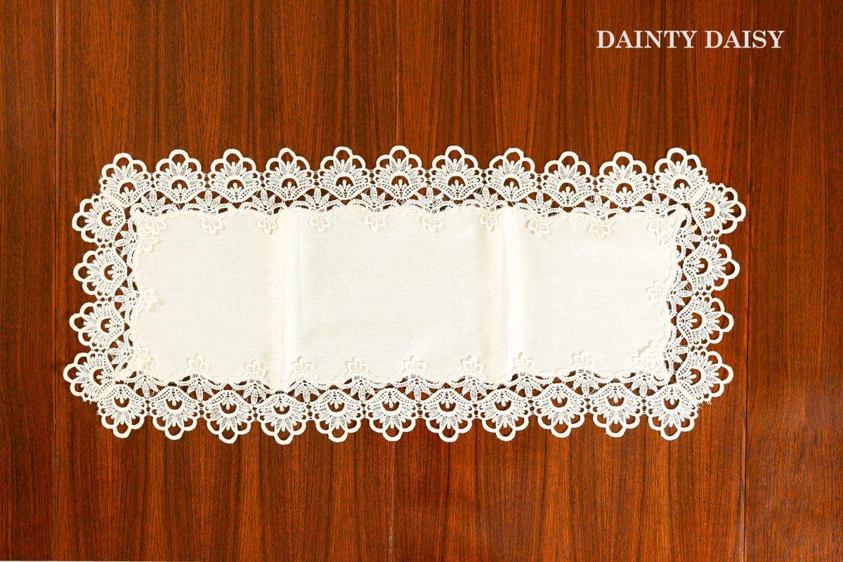Exquisite White Table Runner 3 Feet