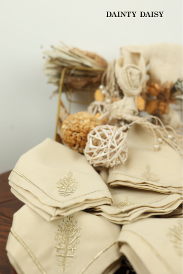 Gold Leaf Dinner Napkin 16″X16″ Set of 8