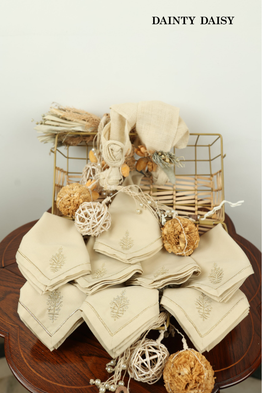 Gold Leaf Dinner Napkin 16″X16″ Set of 8