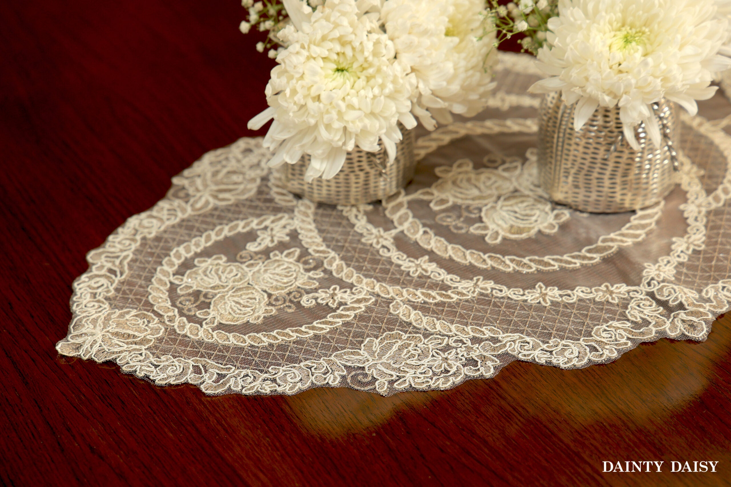 Grace Beige Table Runner 6 Feet