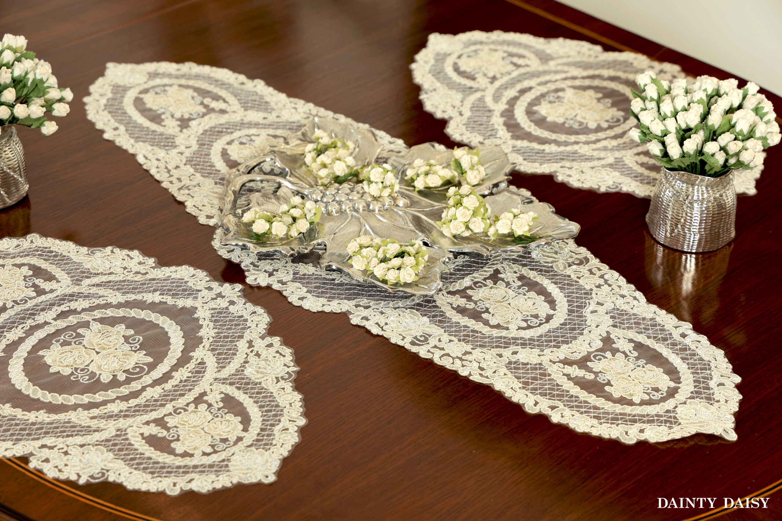 Grace Off White Table Runner 3 Feet