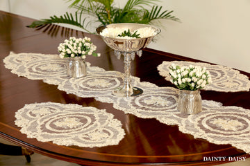 Grace Off White Table Runner 6 Feet