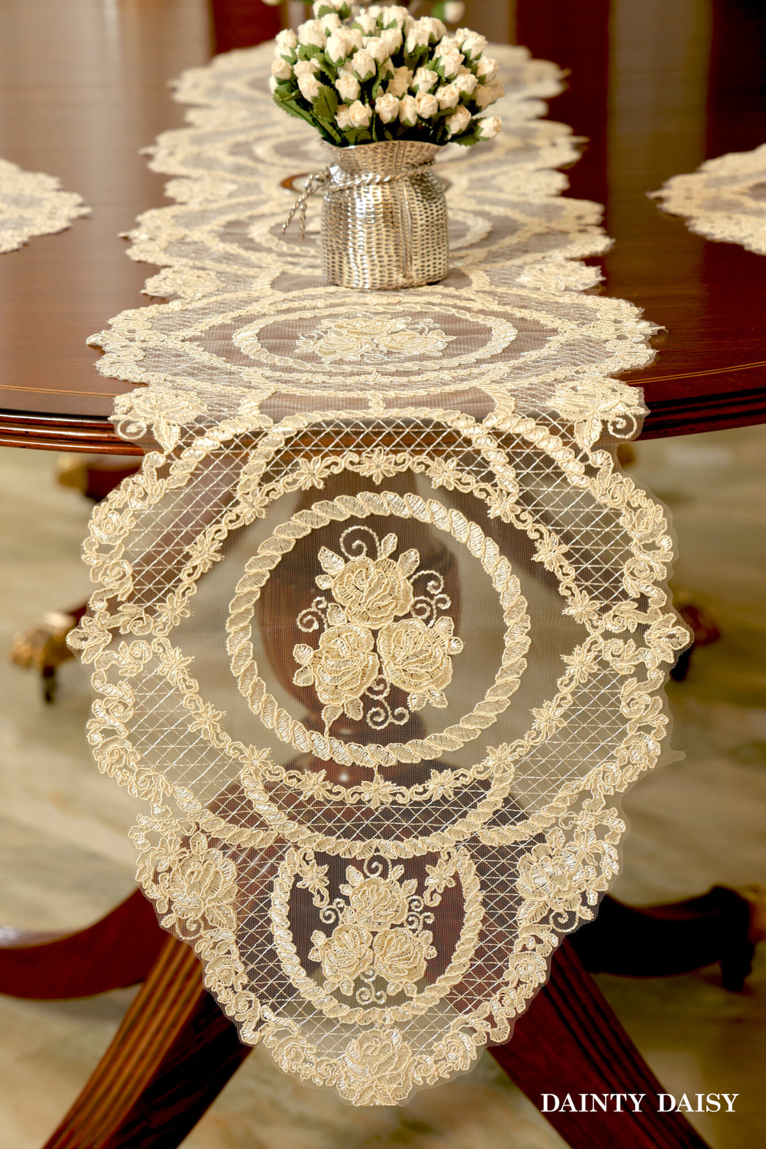 Grace Off White Table Runner 6 Feet