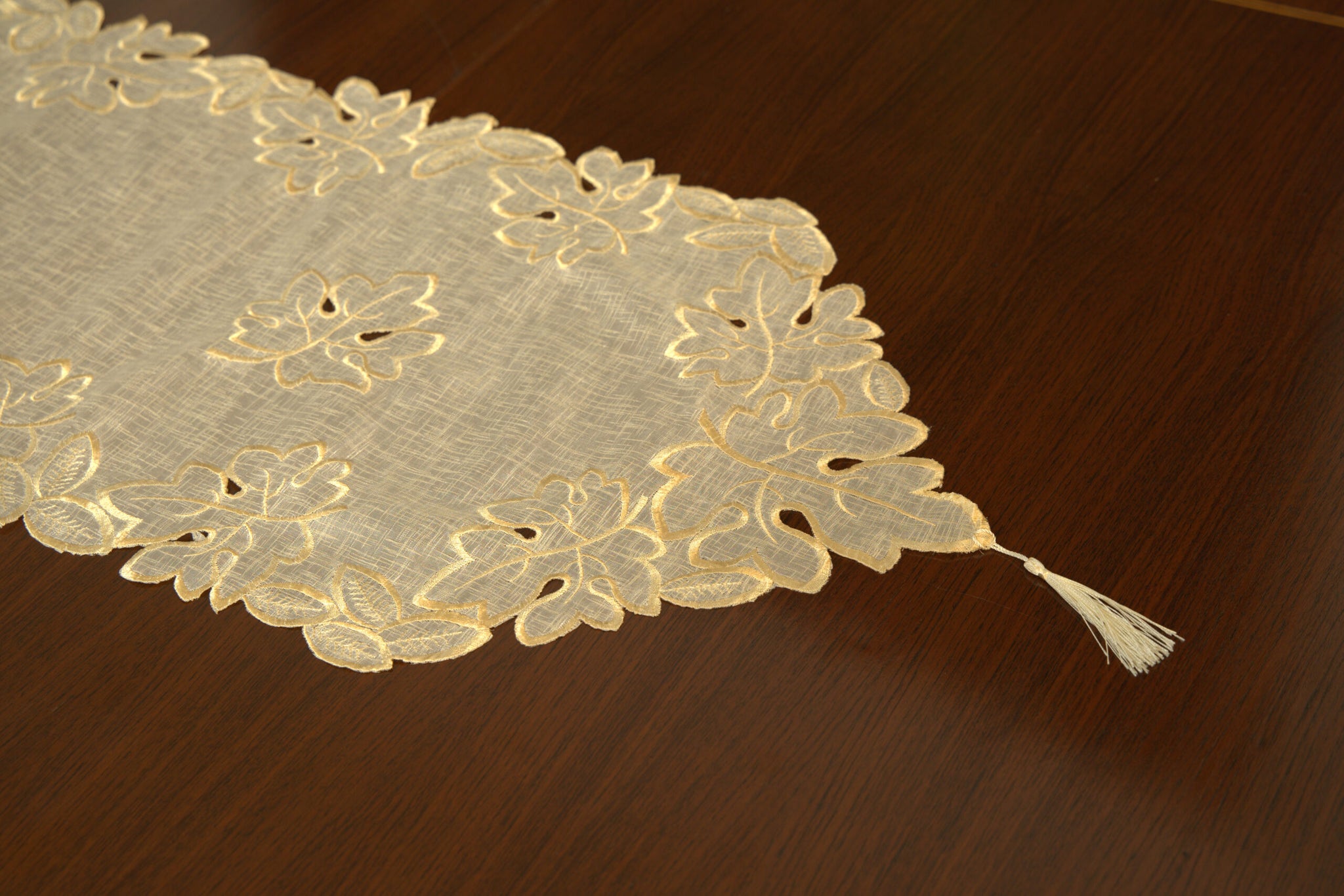 Maple Leaf Beige Table Runner 6 Feet