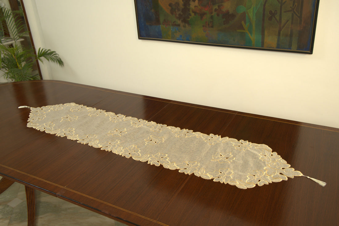 Maple Leaf Beige Table Runner 6 Feet