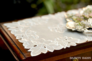 Maple Leaf White Table Runner 3 Feet