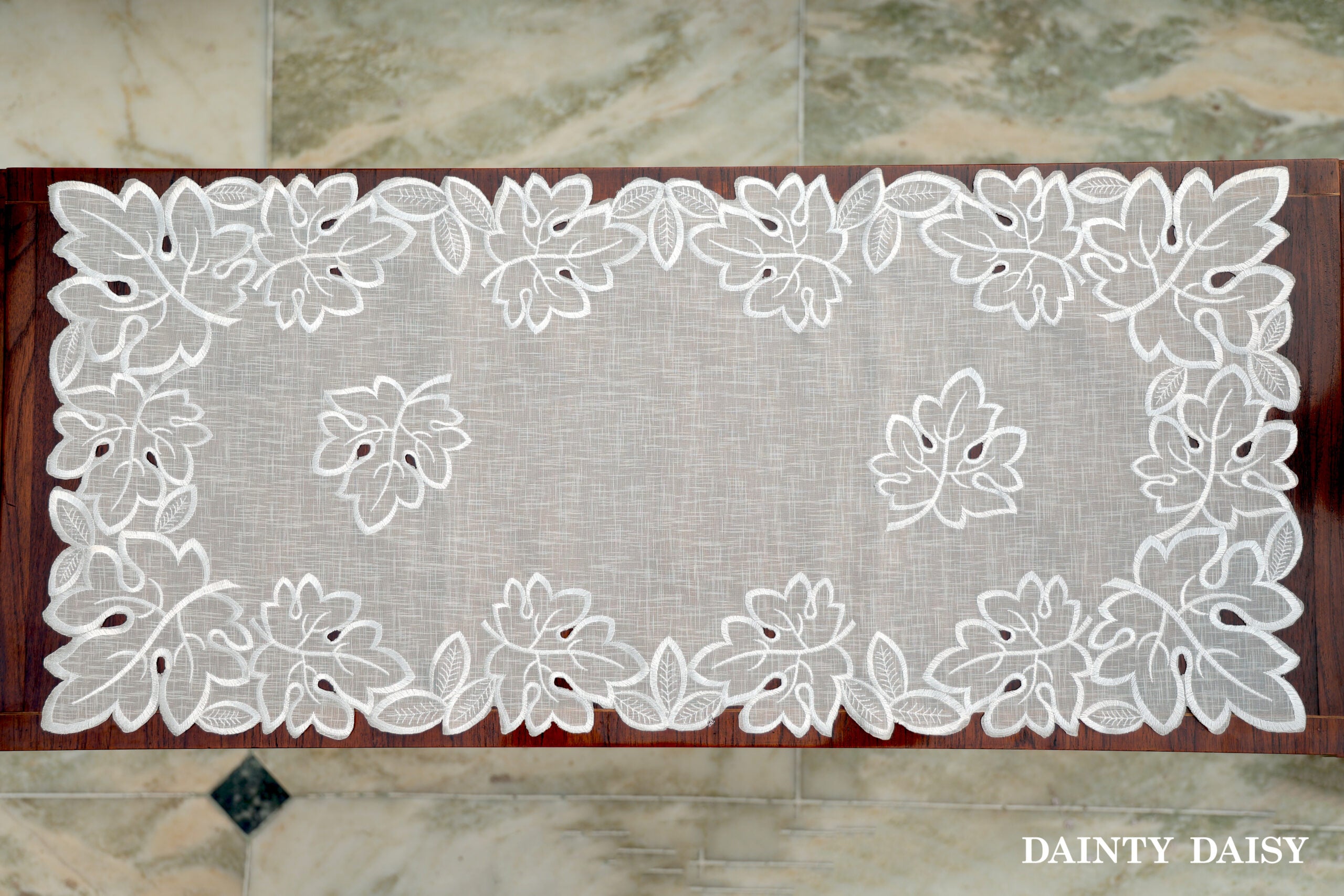 Maple Leaf White Table Runner 3 Feet
