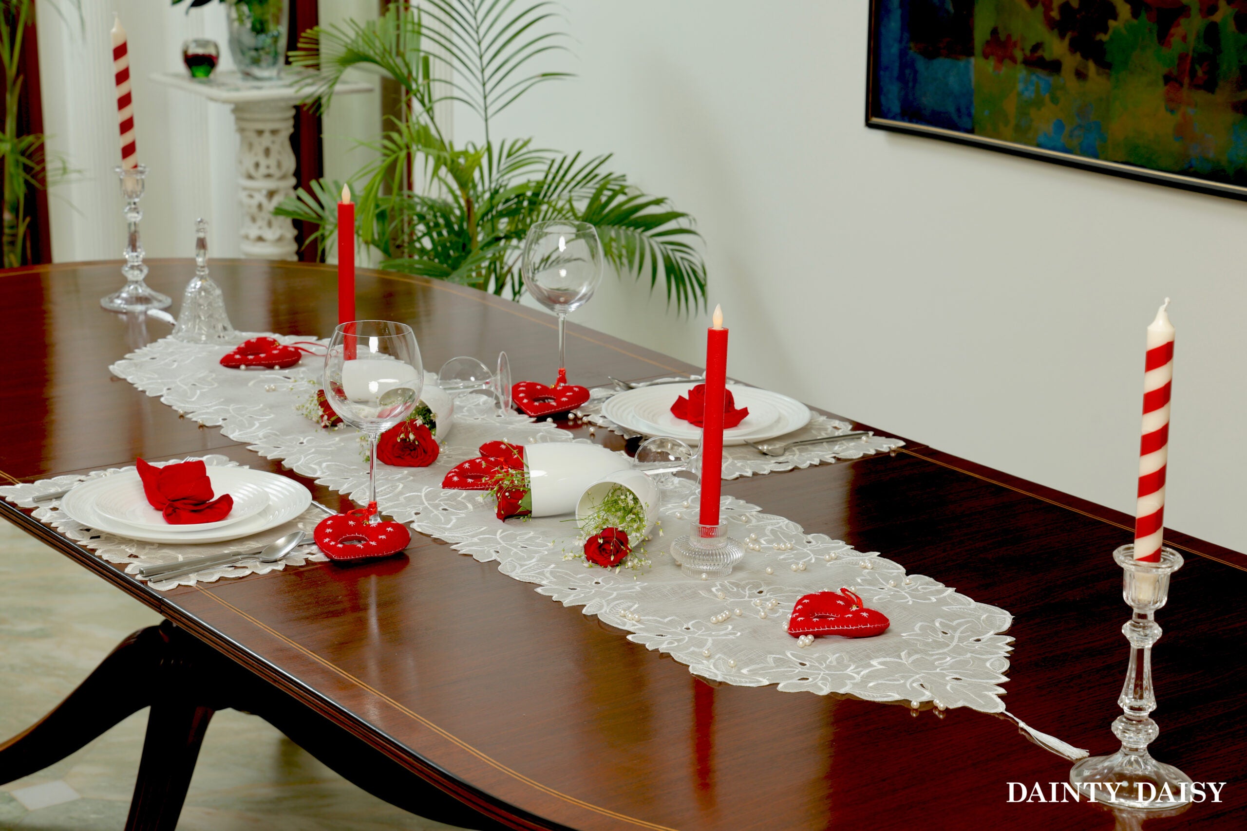 Maple Leaf White Table Runner 6 Feet