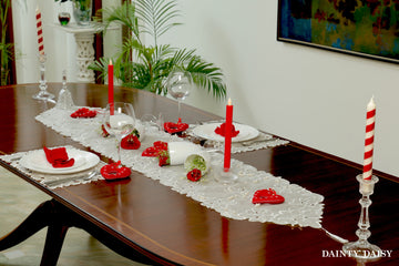 Maple Leaf White Table Runner 6 Feet