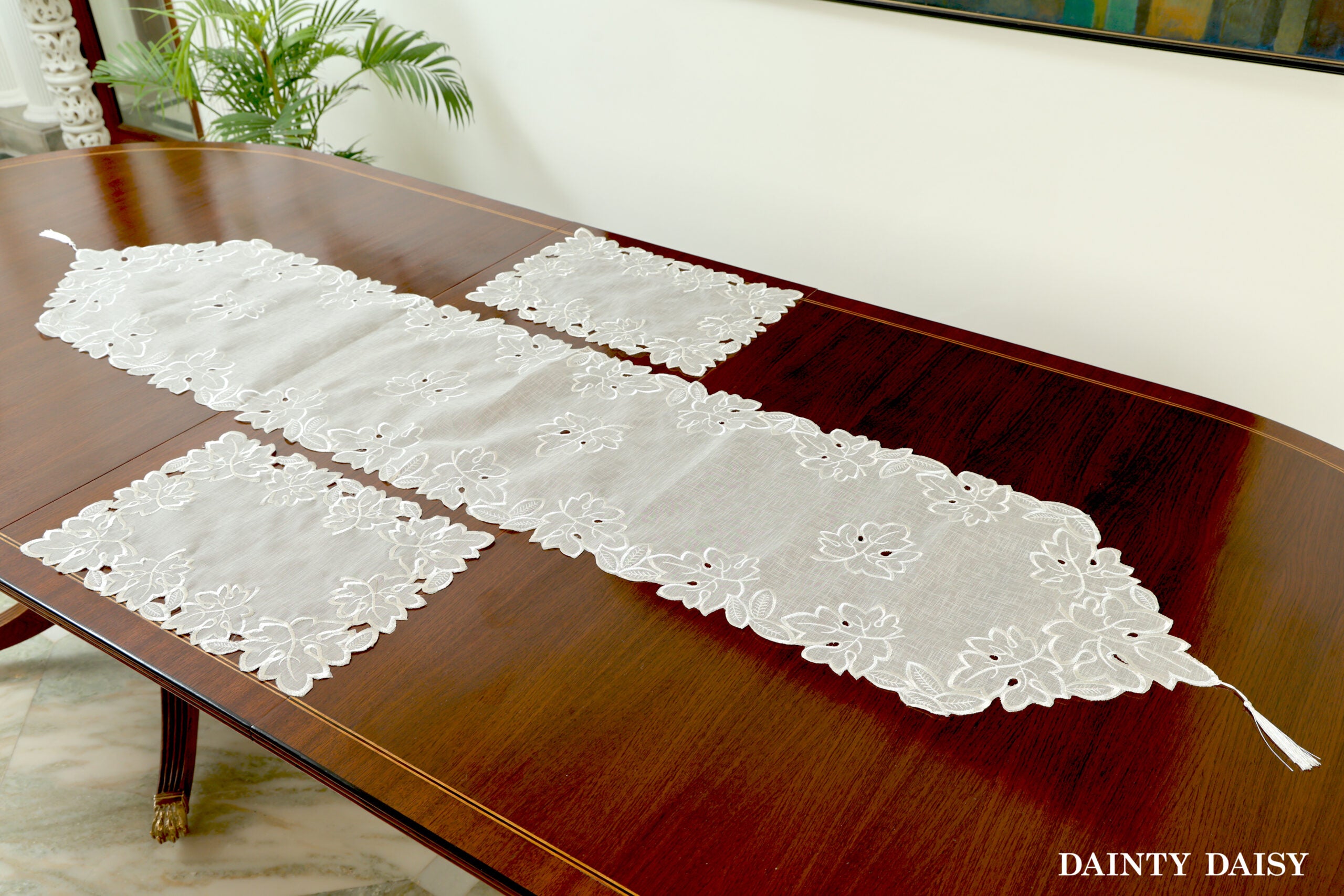 Maple Leaf White Table Runner 6 Feet