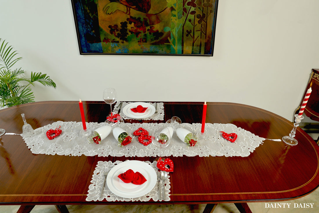 Maple Leaf White Table Runner 6 Feet