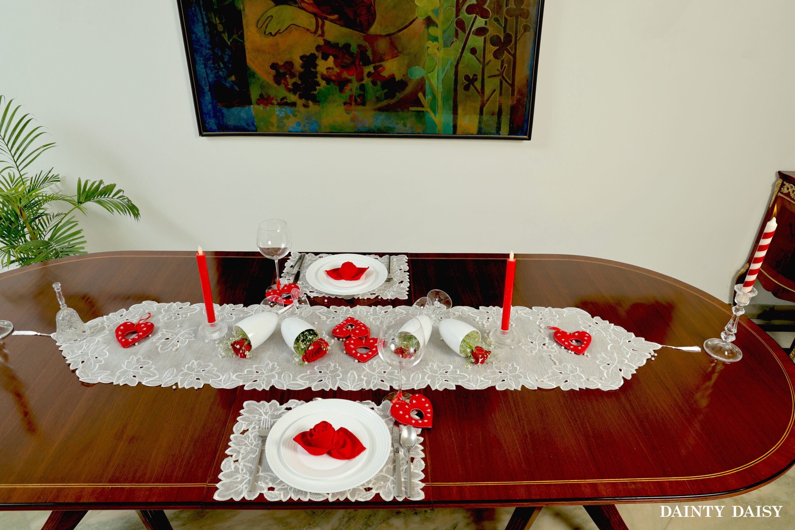 Maple Leaf White Table Runner 6 Feet