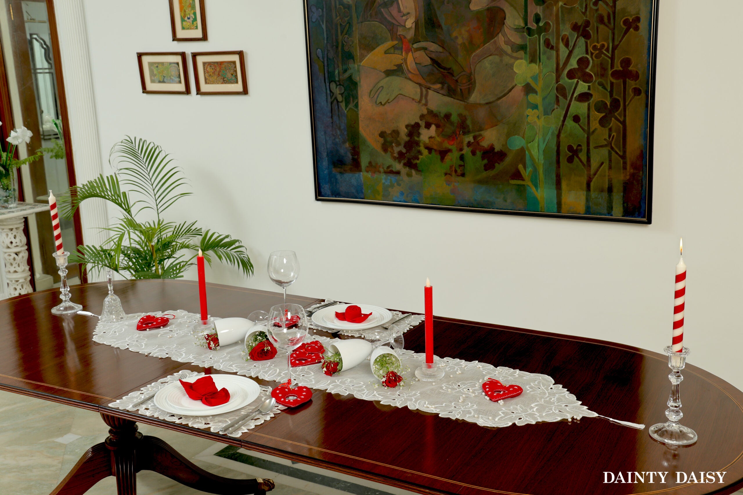 Maple Leaf White Table Runner 6 Feet