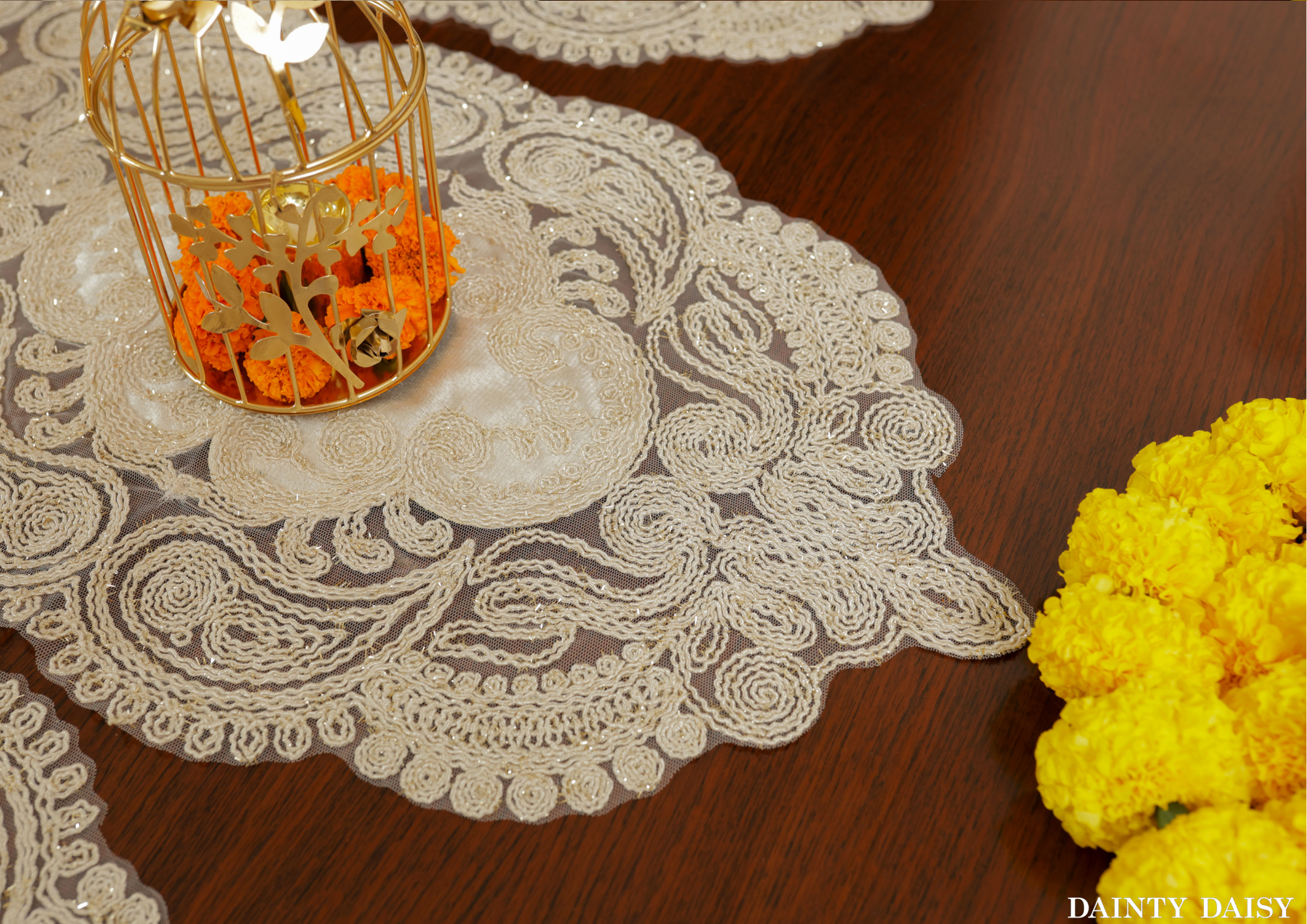 Selena Cream Table Runner 13″X 72″ 6 Feet