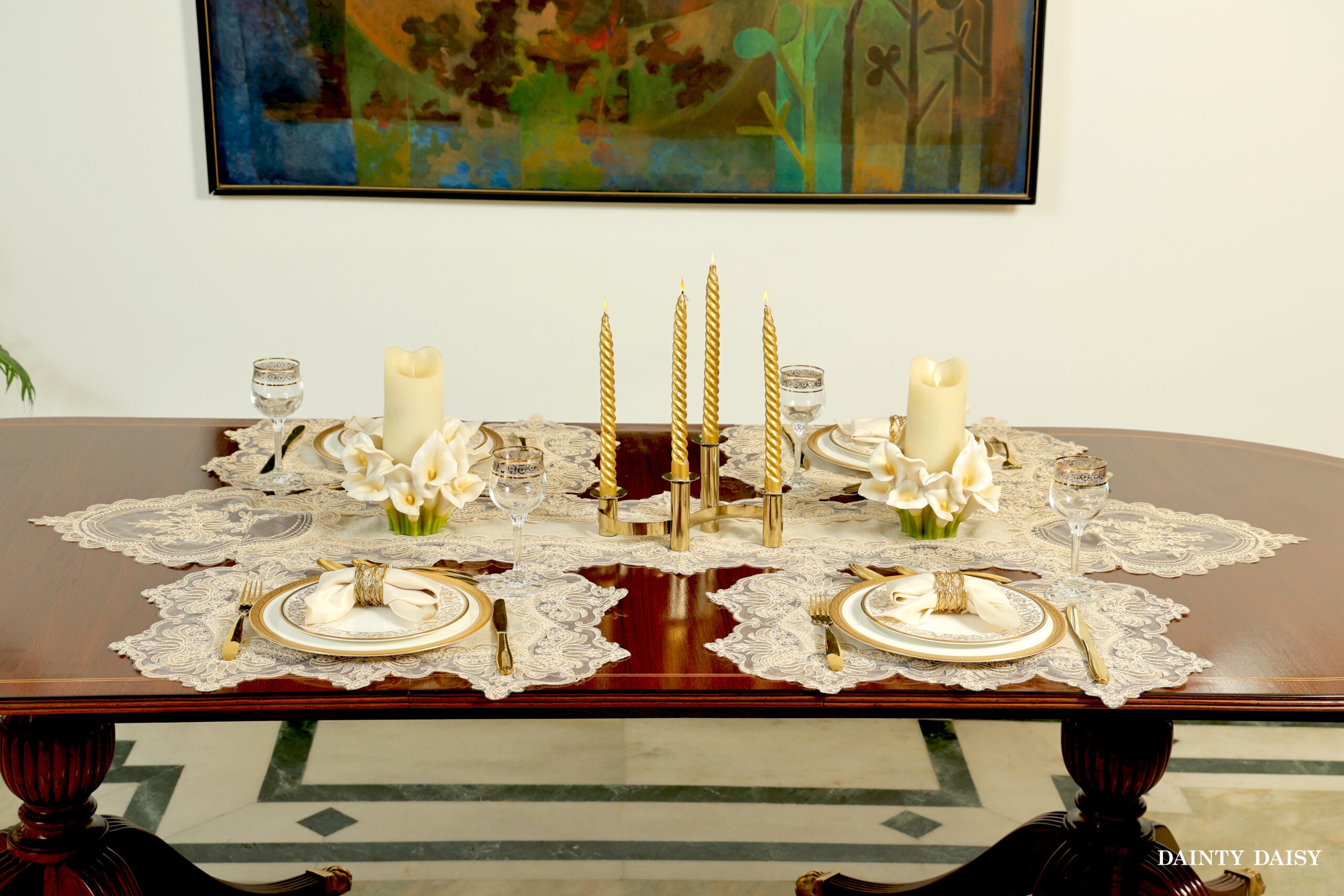 Turkish Delight Deep Beige Table Runner 6 Feet