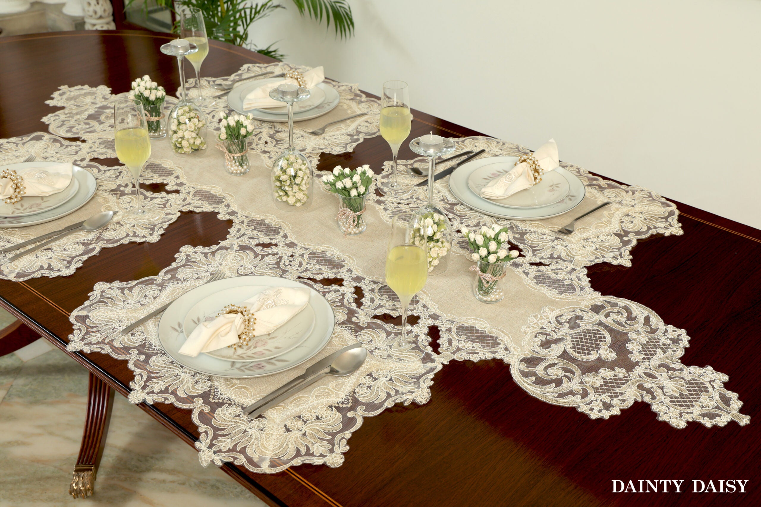 Turkish Delight Light Beige Table Runner 6 Feet