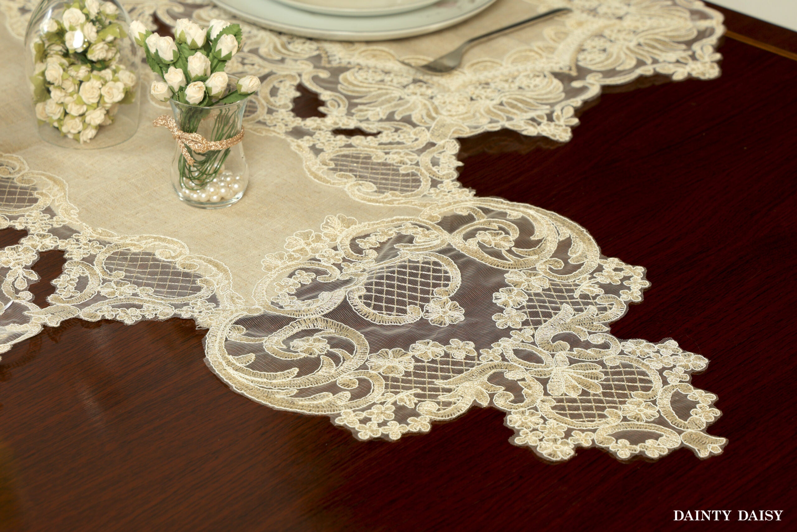 Turkish Delight Light Beige Table Runner 6 Feet