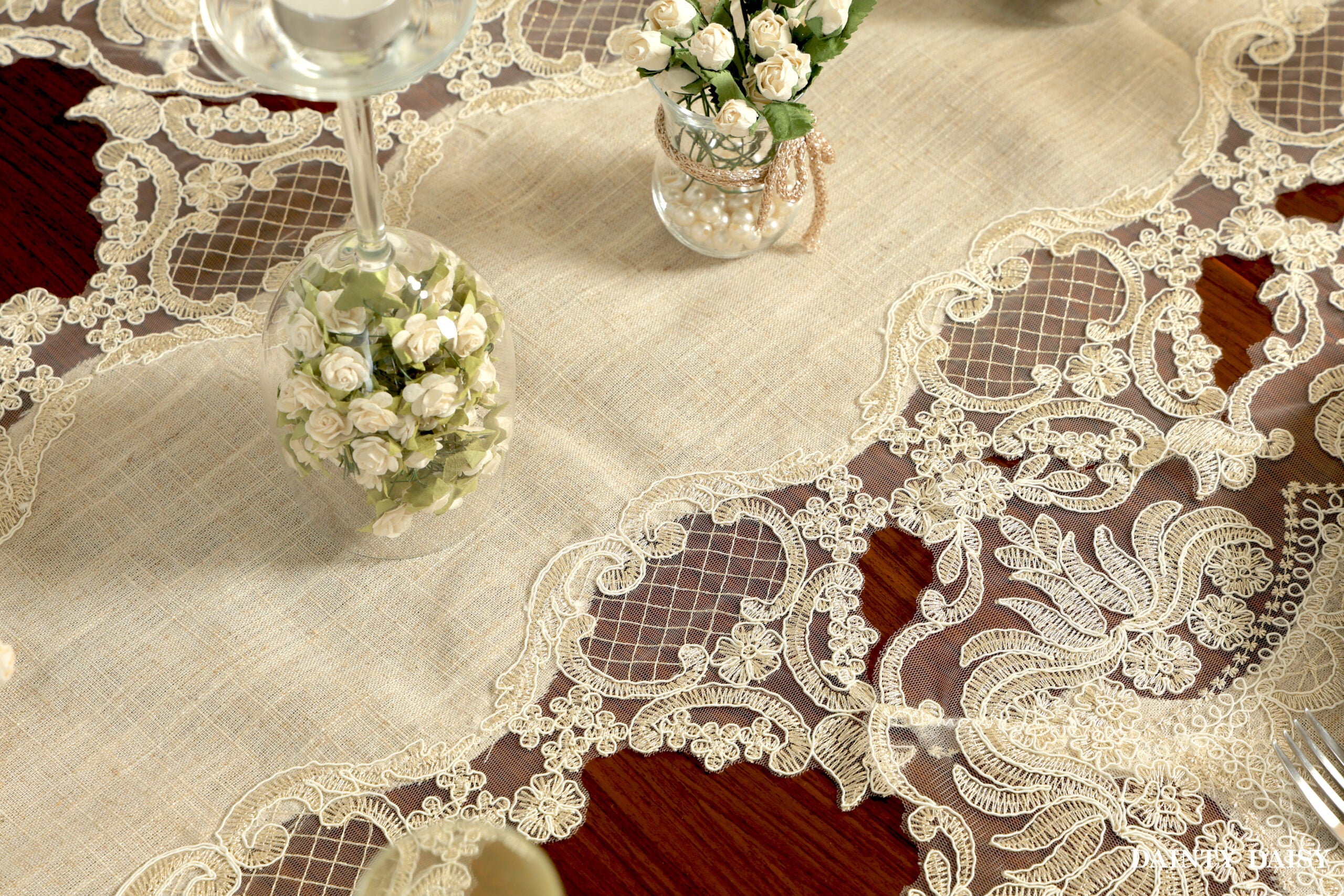 Turkish Delight Light Beige Table Runner 6 Feet