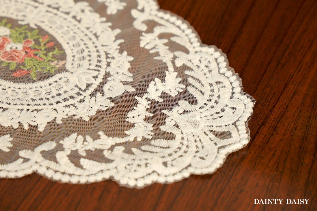 Victorian White Table Runner 3 Feet