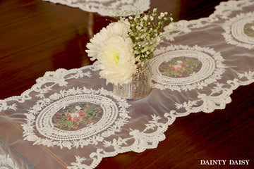 Victorian White Table Runner 6 Feet