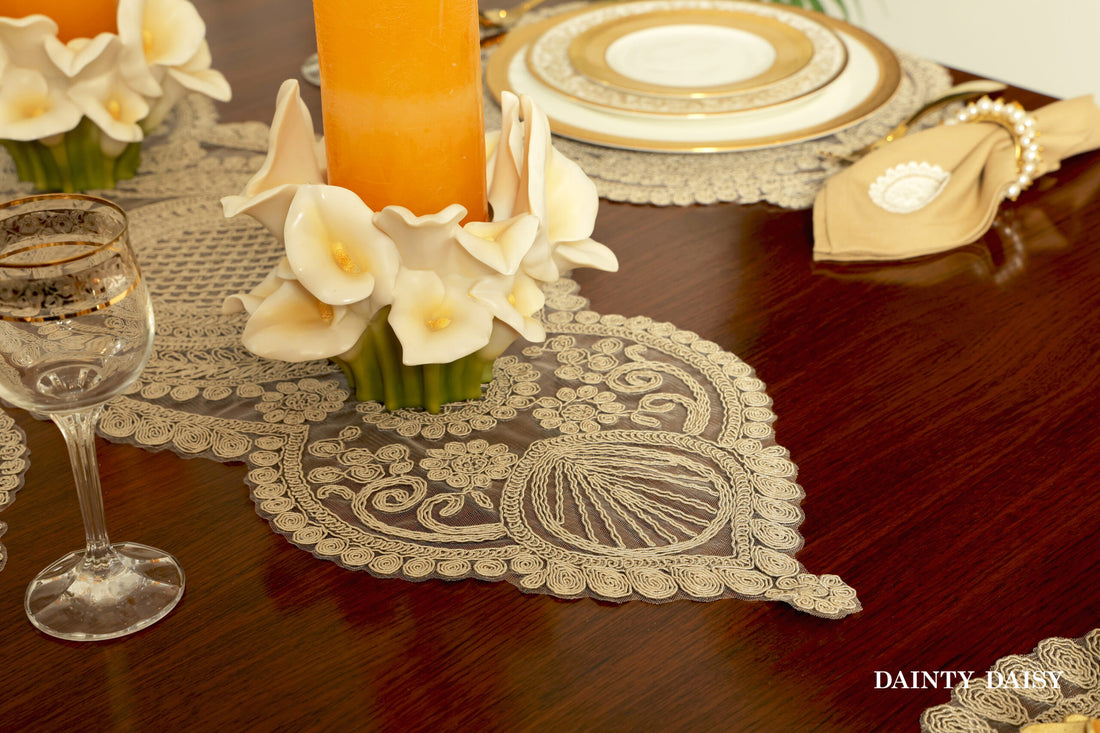 Zeus Beige Table Runner 3 Feet